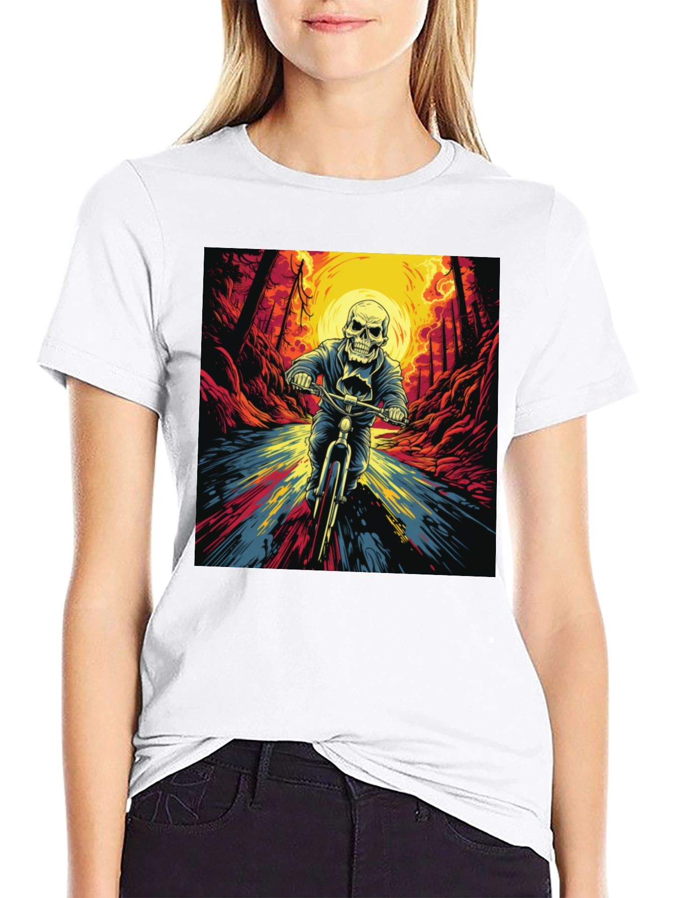 Skull Rider Graphic Tee - Black Cotton T-Shirt
