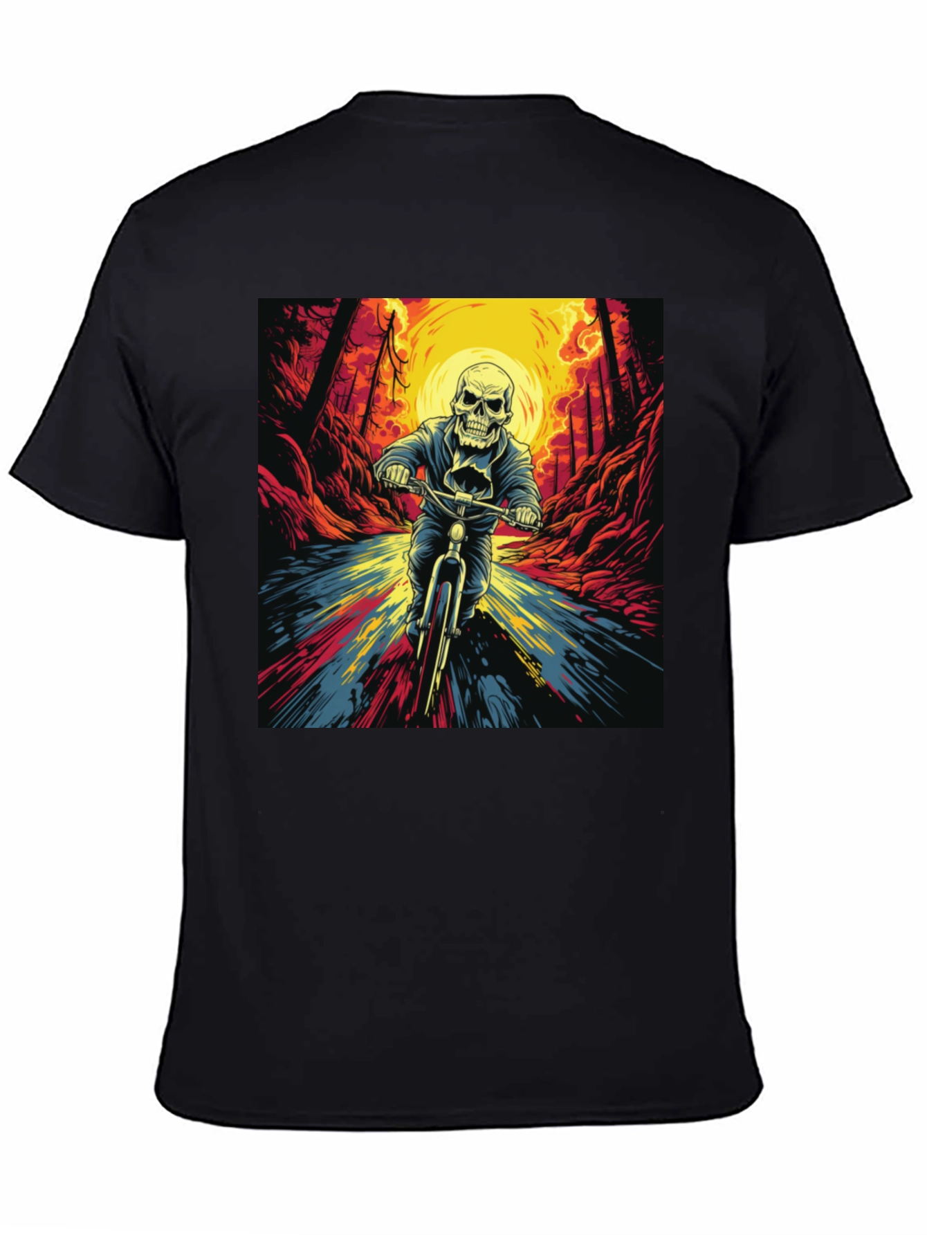 Skull Rider Graphic Tee - Black Cotton T-Shirt