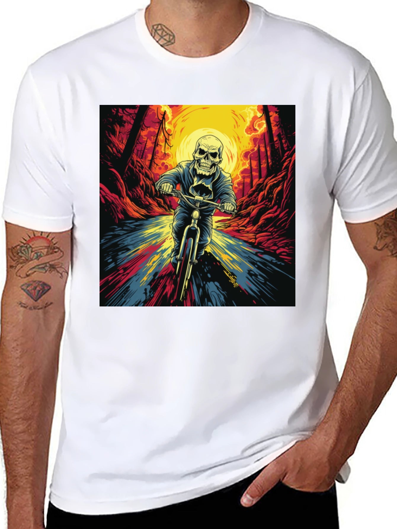 Skull Rider Graphic Tee - Black Cotton T-Shirt