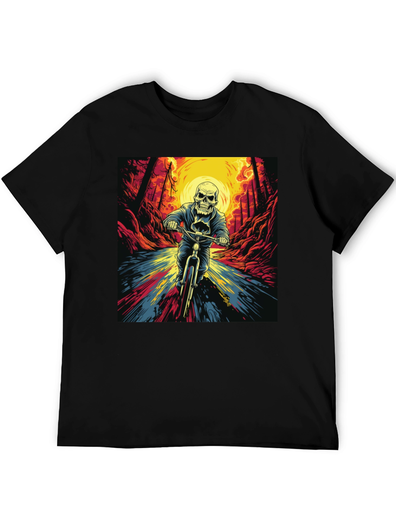 Skull Rider Graphic Tee - Black Cotton T-Shirt