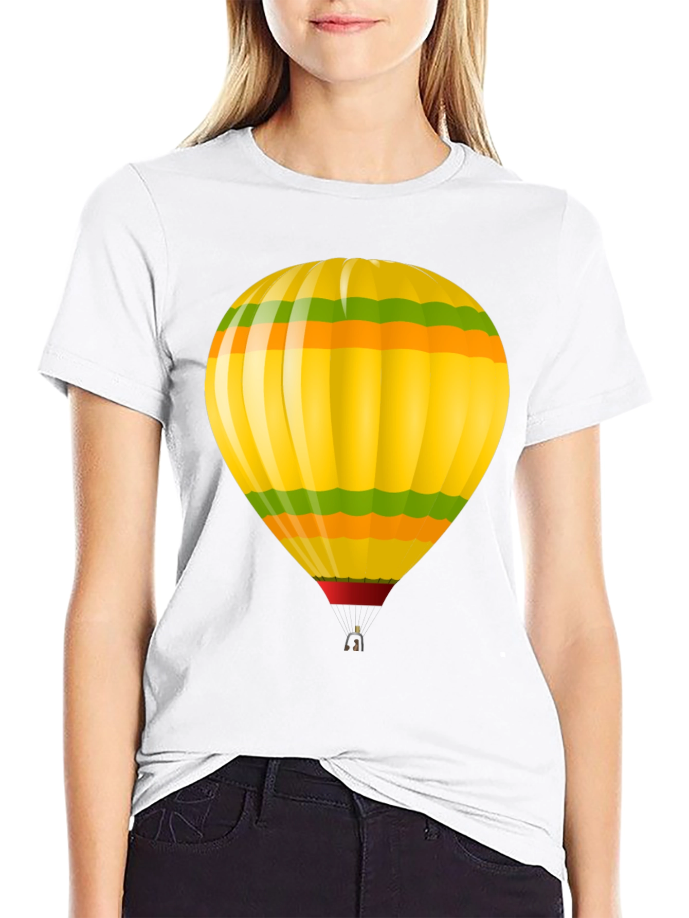 Hot Air Balloon Graphic T-Shirt - Black Cotton Tee