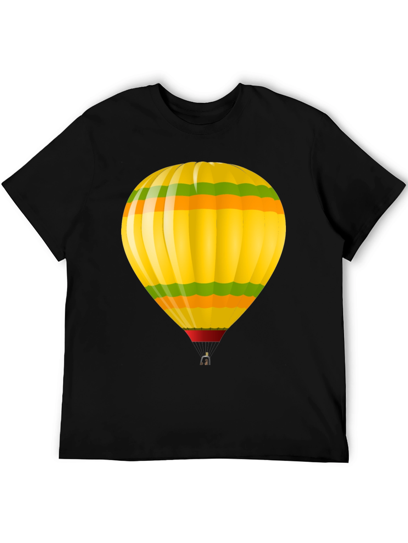 Hot Air Balloon Graphic T-Shirt - Black Cotton Tee