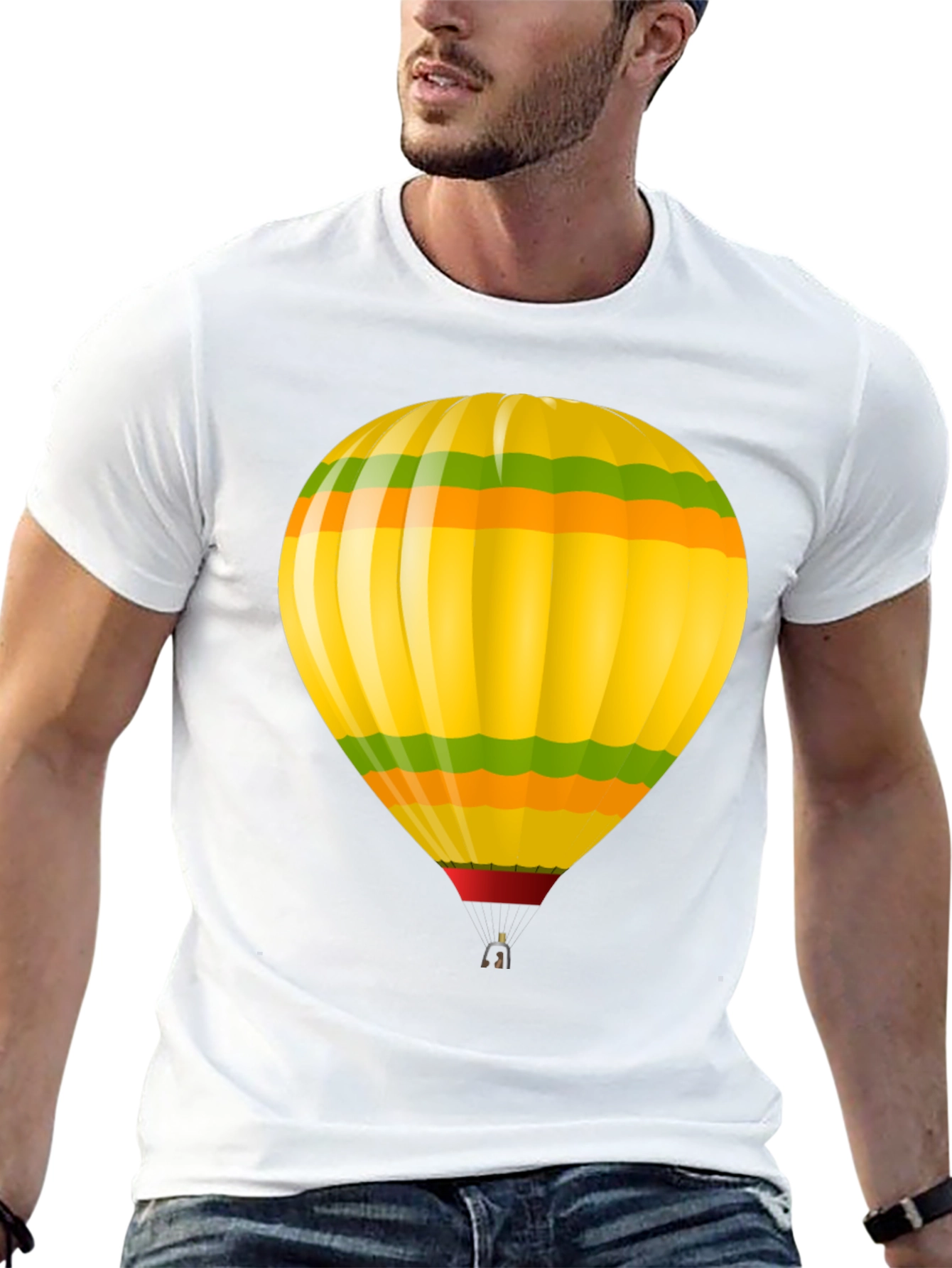 Hot Air Balloon Graphic T-Shirt - Black Cotton Tee
