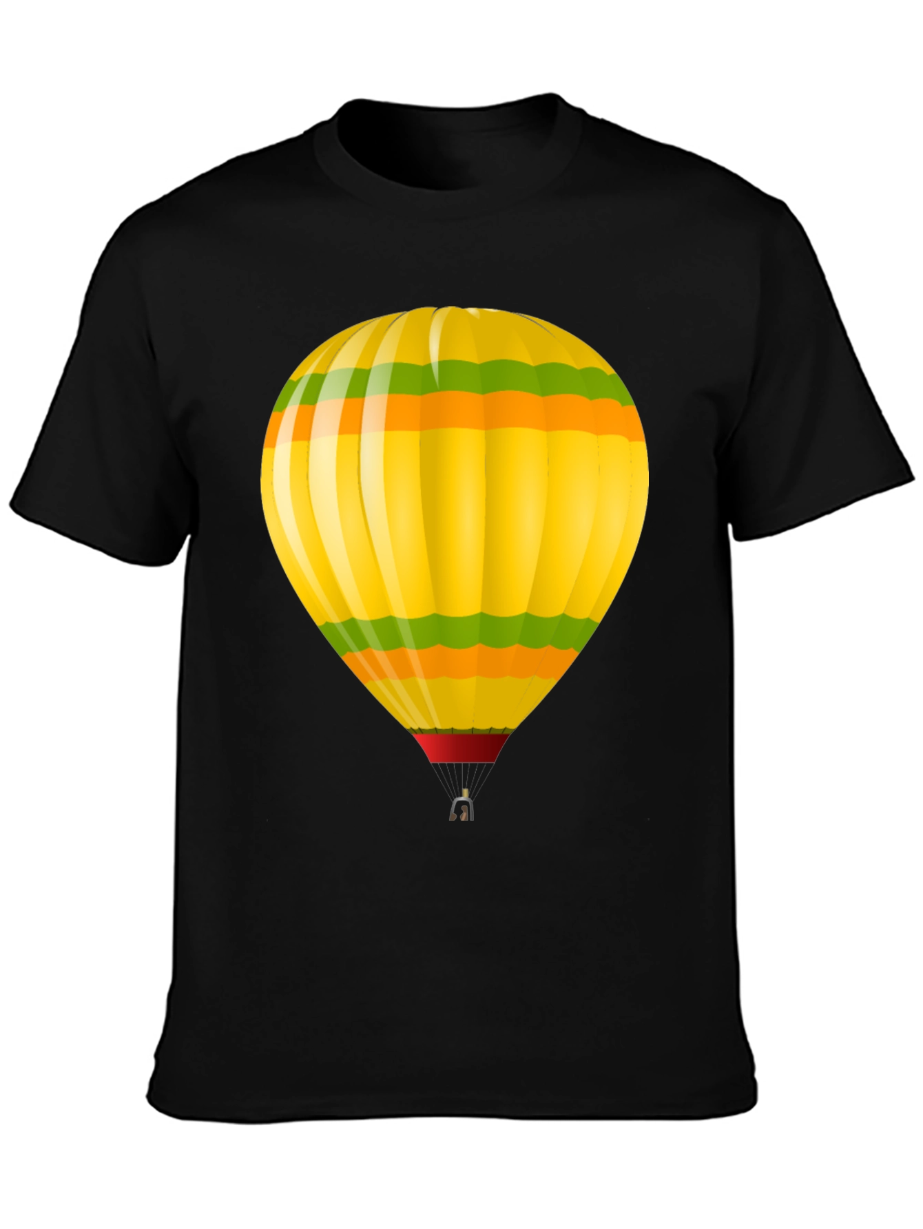 Hot Air Balloon Graphic T-Shirt - Black Cotton Tee