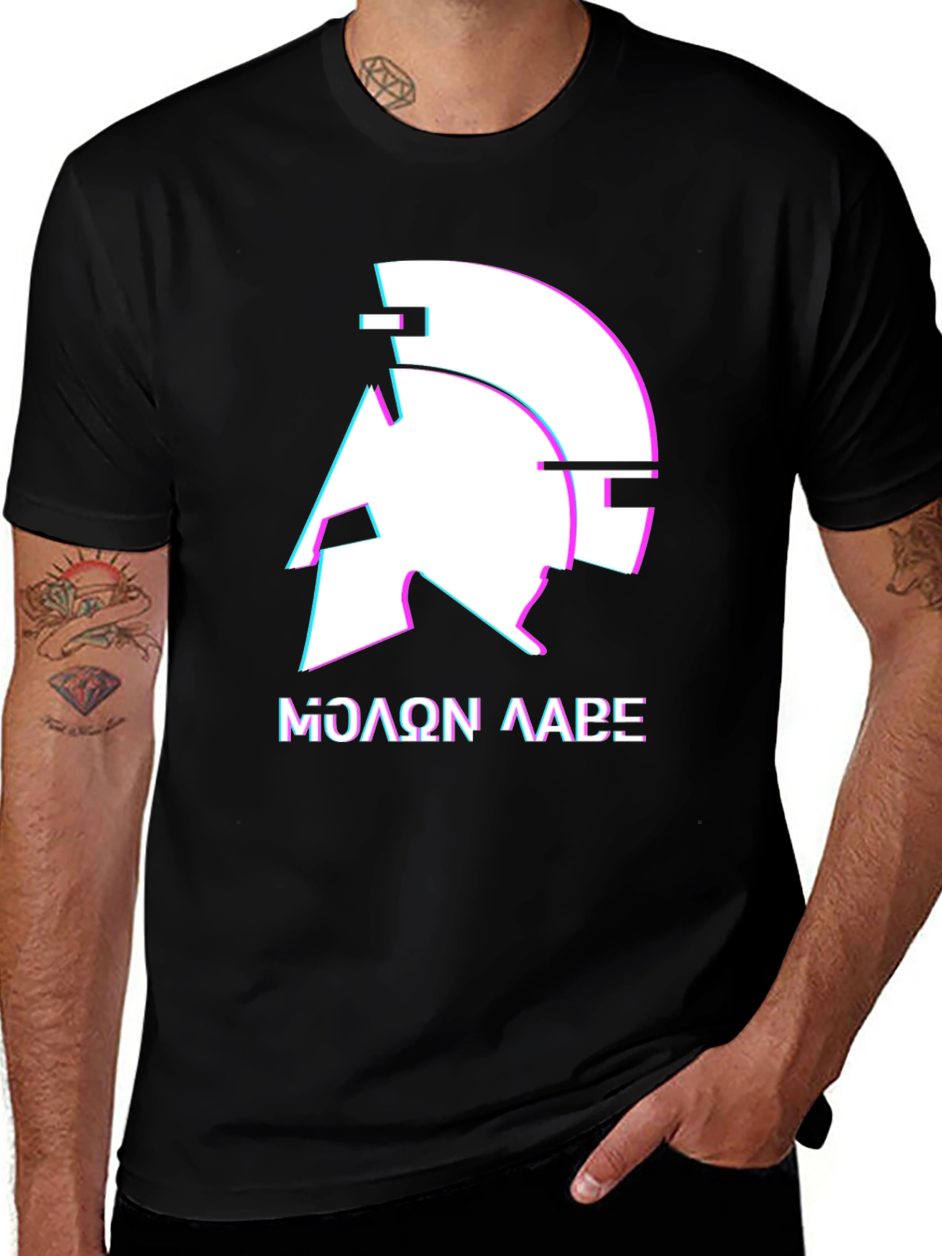 Molon Labe Spartan Helmet Graphic Tee