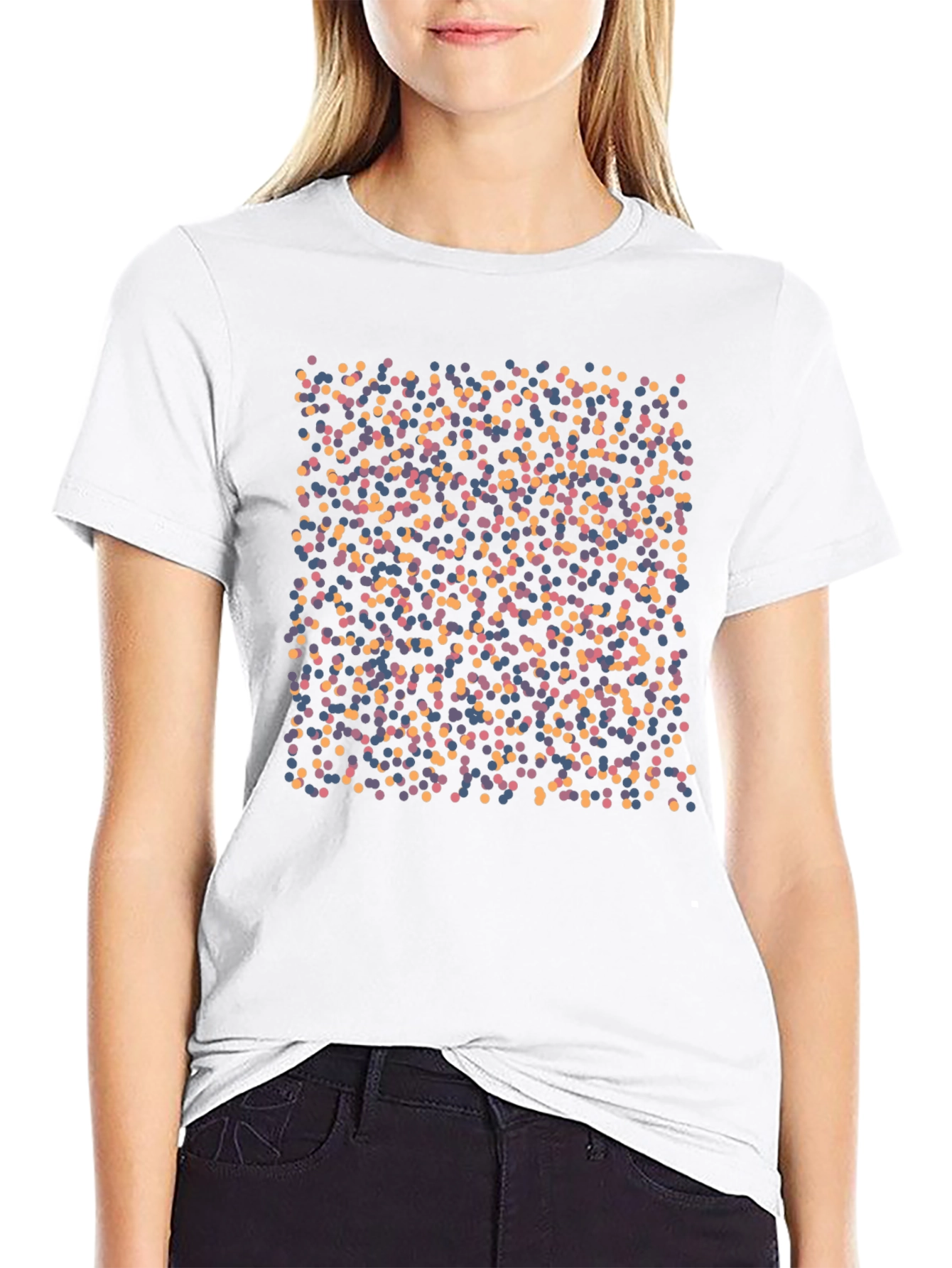 Abstract Polka Dot Patterned Black T-Shirt