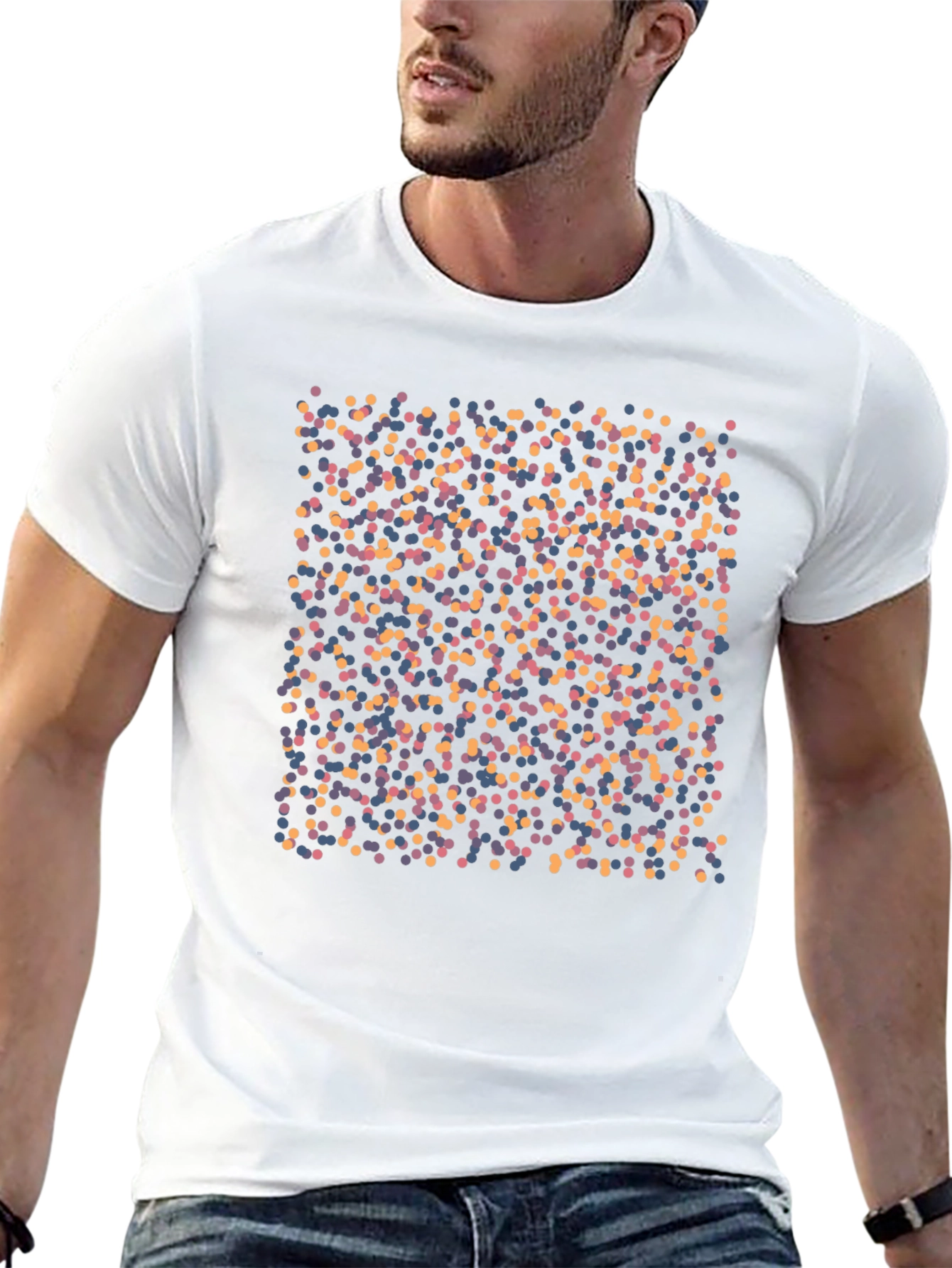 Abstract Polka Dot Patterned Black T-Shirt