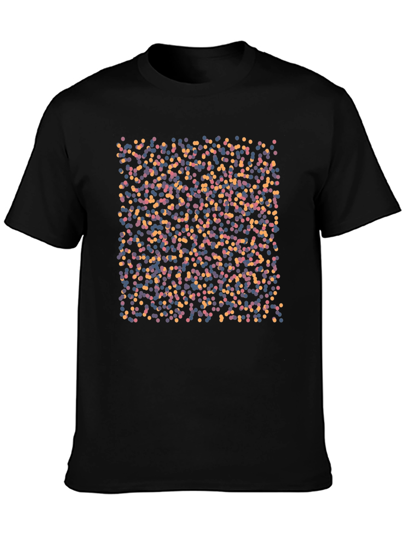 Abstract Polka Dot Patterned Black T-Shirt