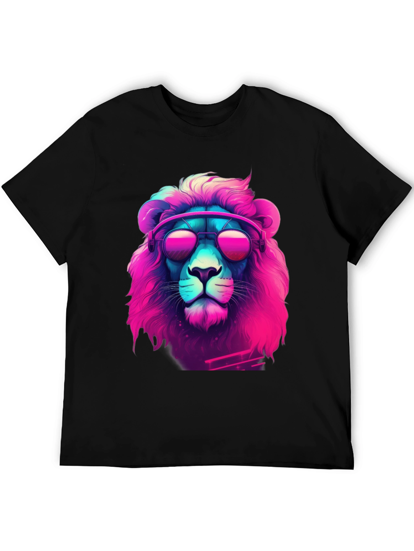 Retro Lion Graphic Tee - Cool Neon Style