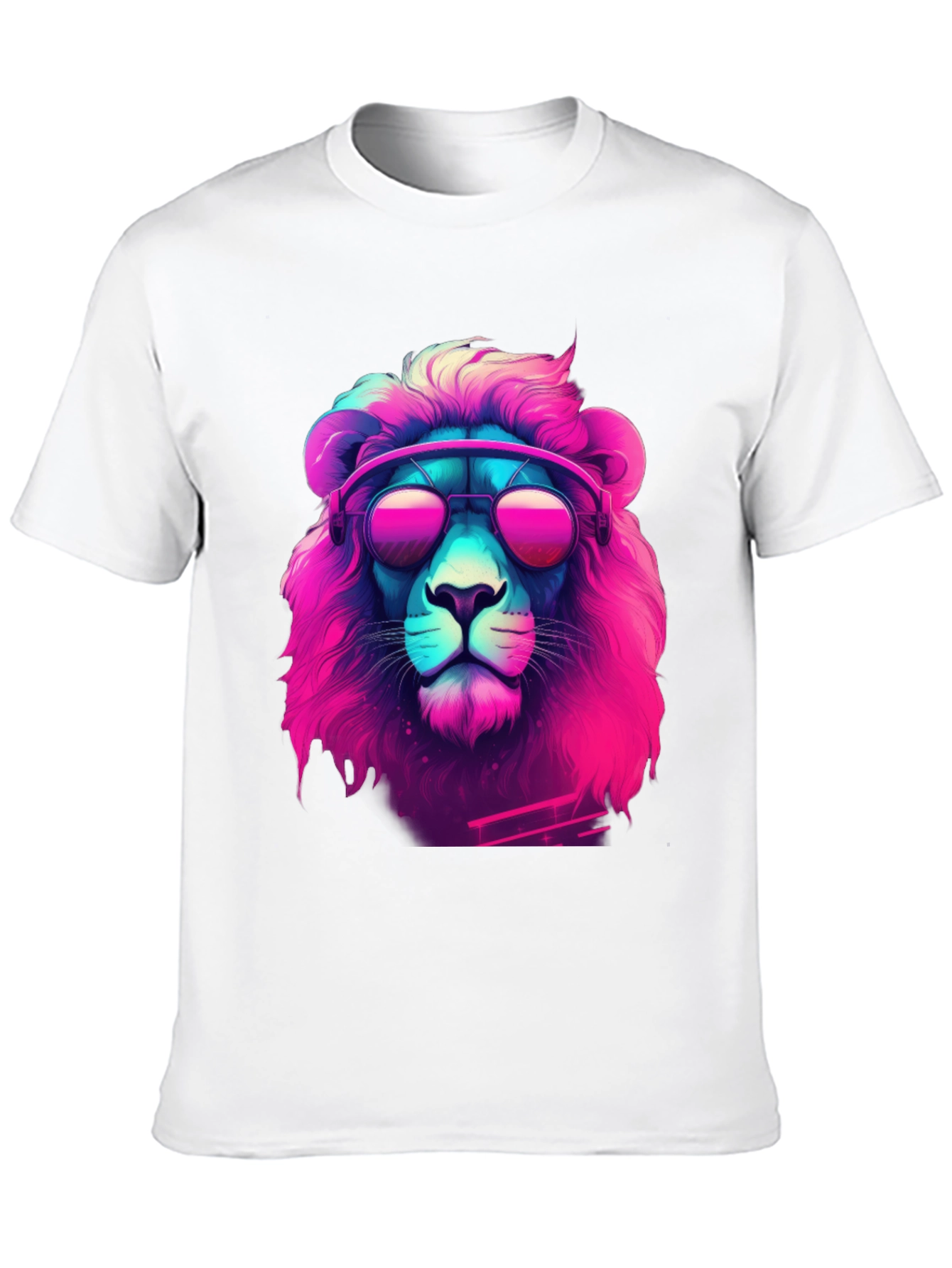 Retro Lion Graphic Tee - Cool Neon Style