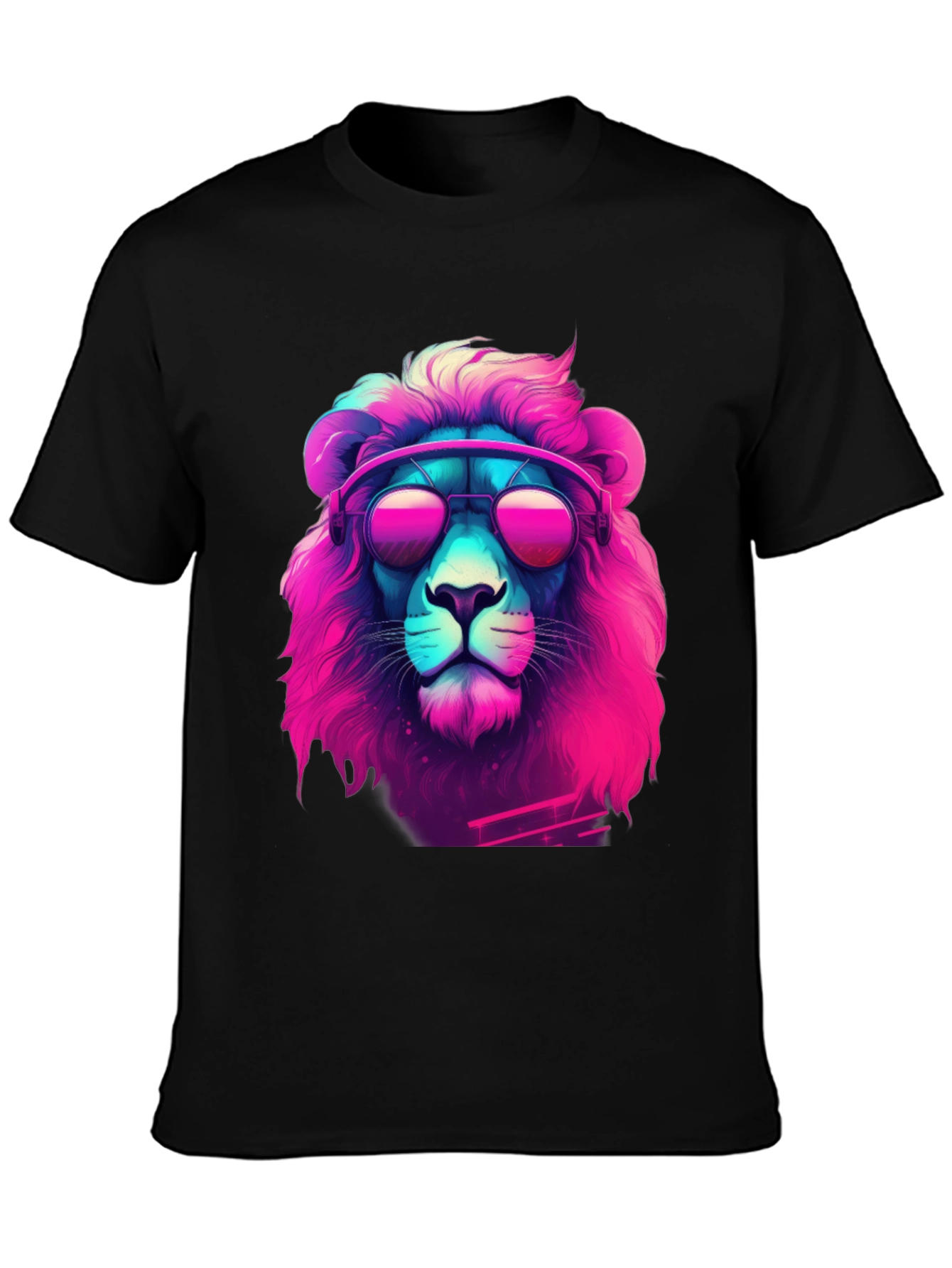 Retro Lion Graphic Tee - Cool Neon Style