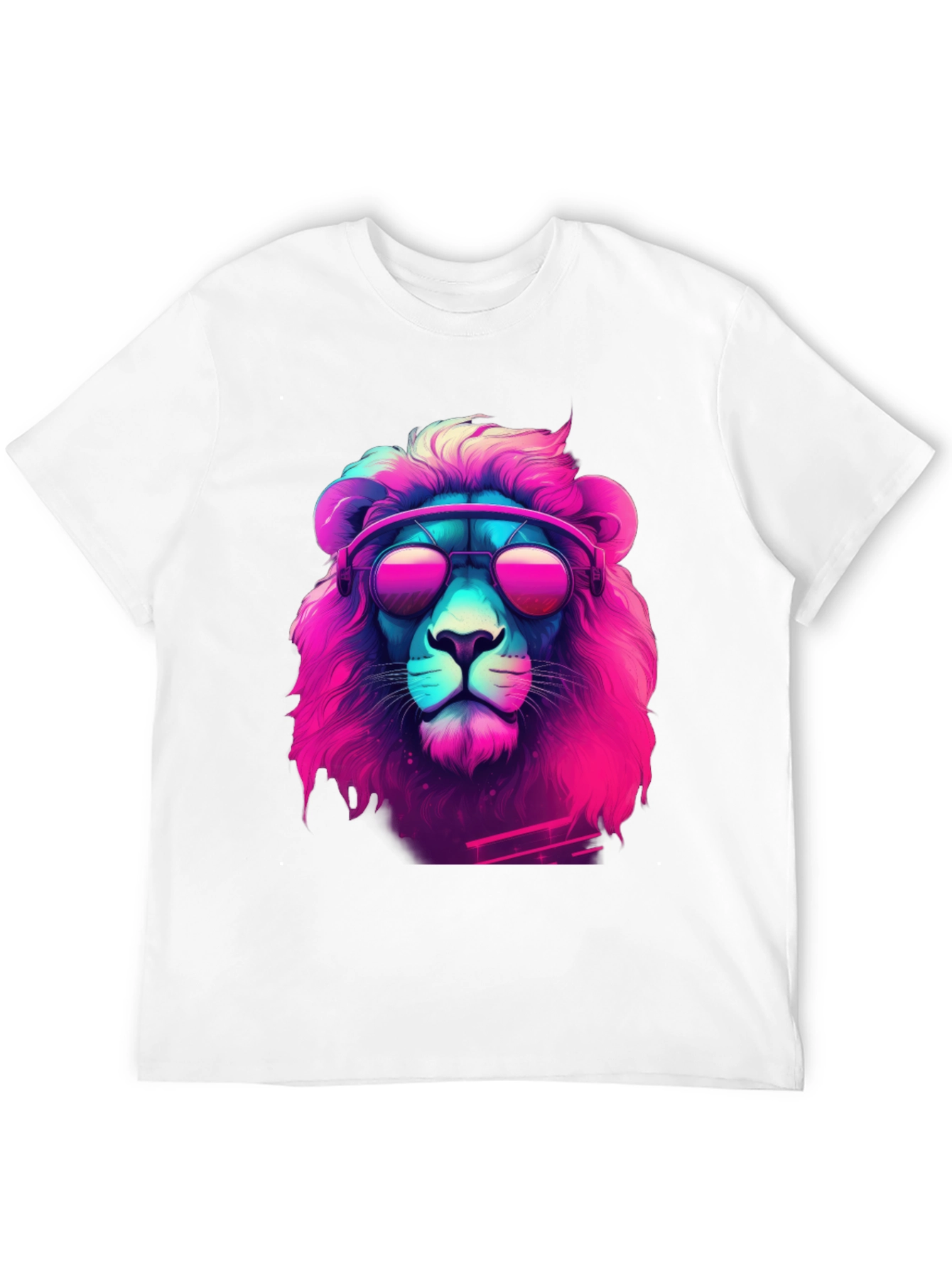 Retro Lion Graphic Tee - Cool Neon Style