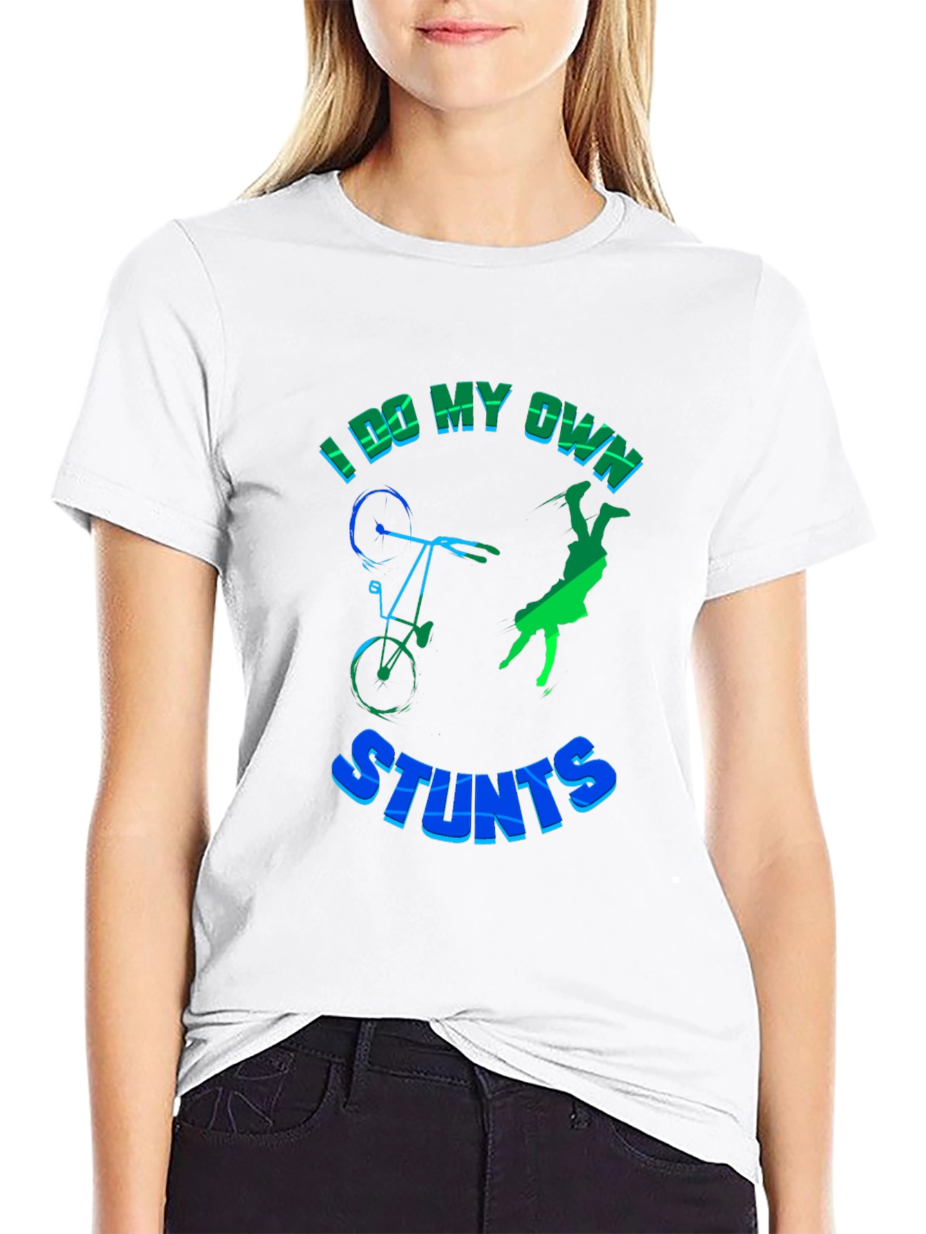 I Do My Own Stunts T-Shirt Funny Bike Design