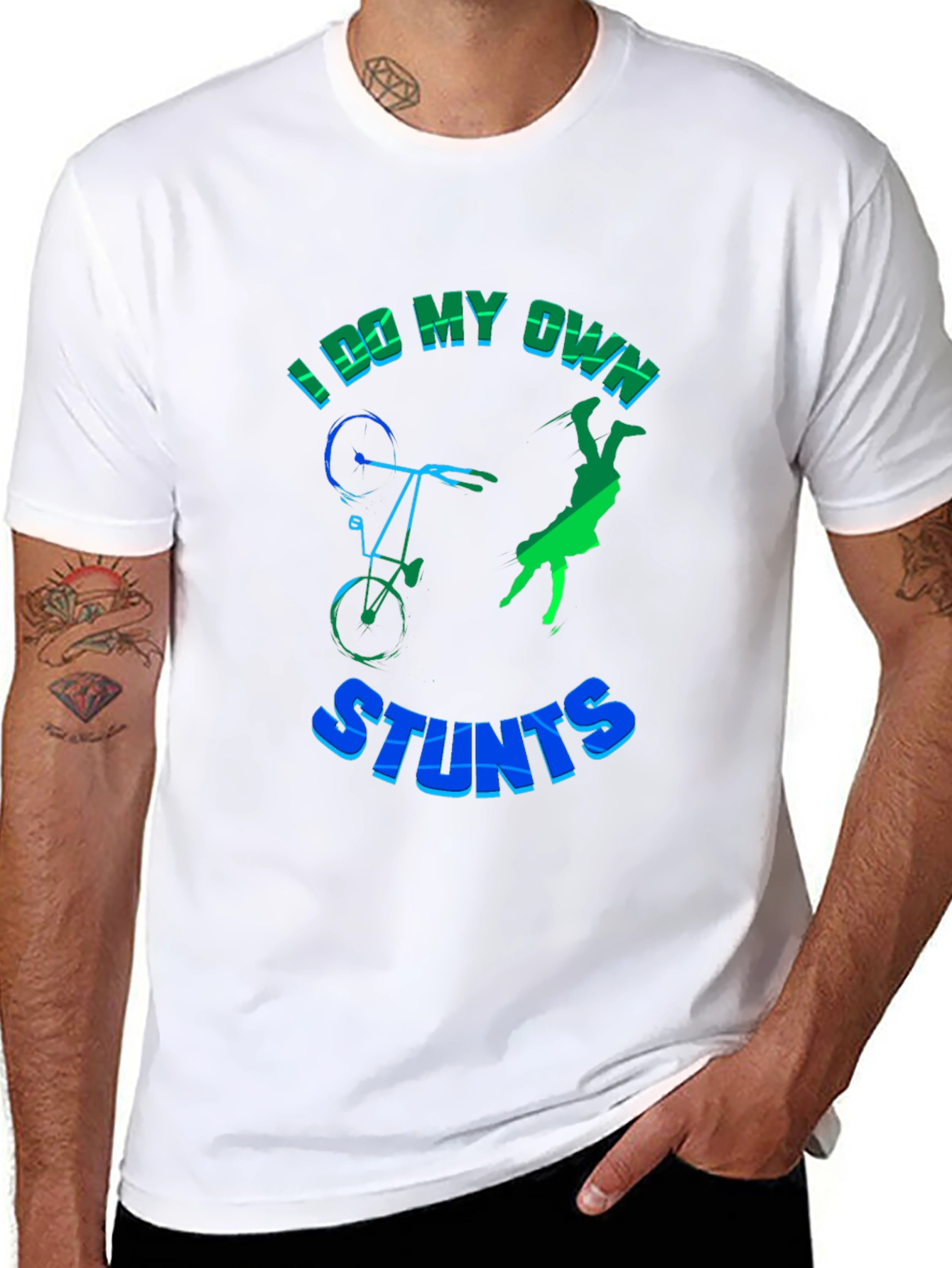 I Do My Own Stunts T-Shirt Funny Bike Design