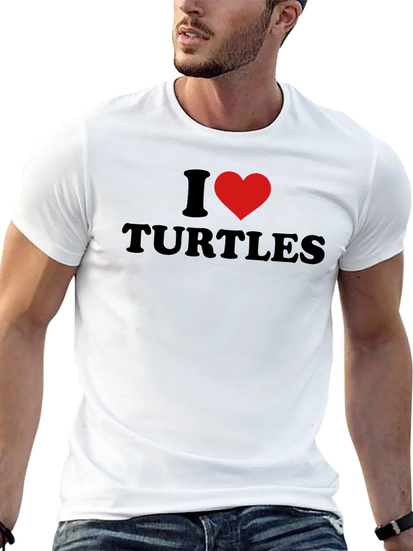 I Heart Turtles Black T-Shirt - Mens Crew Neck