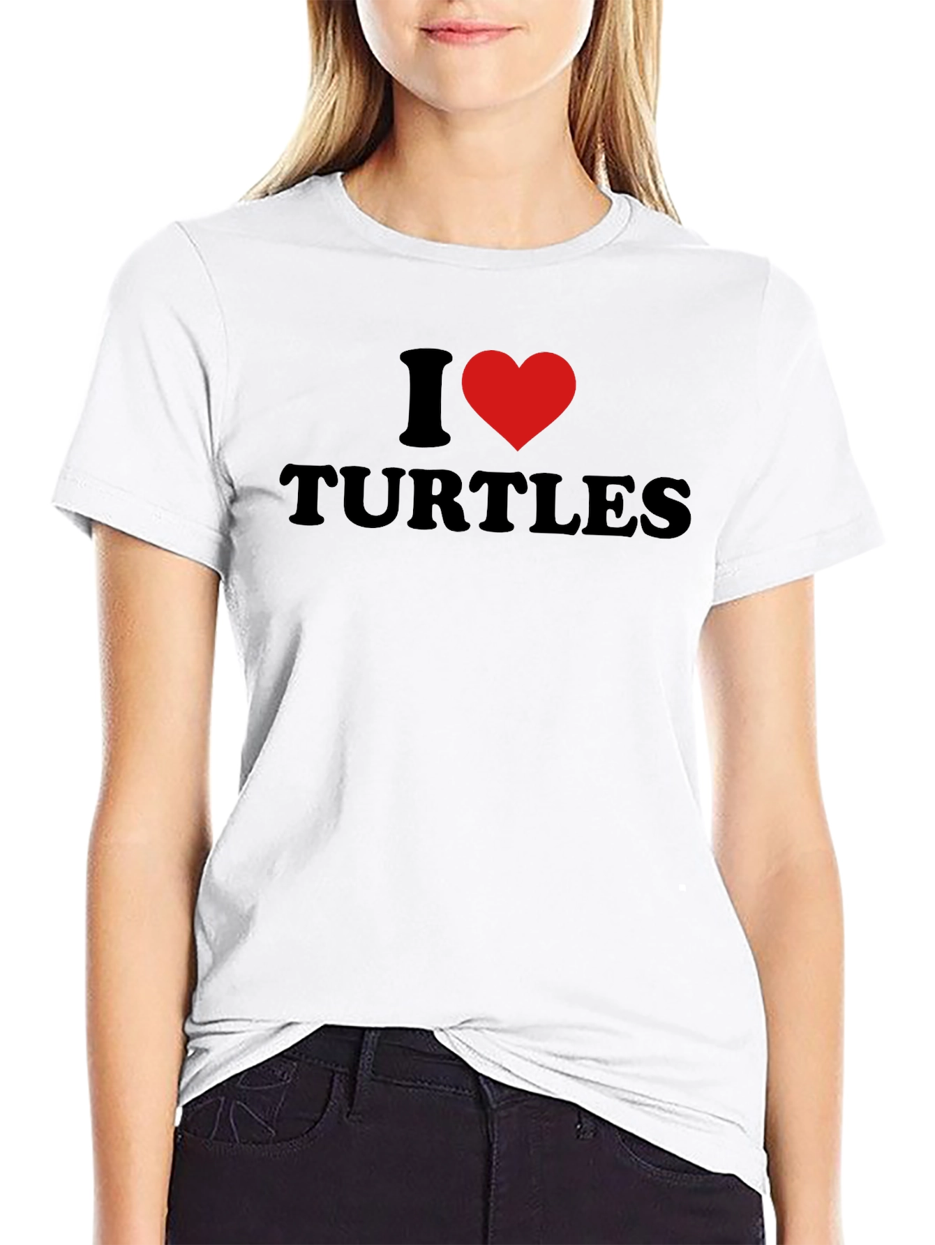 I Heart Turtles Black T-Shirt - Mens Crew Neck