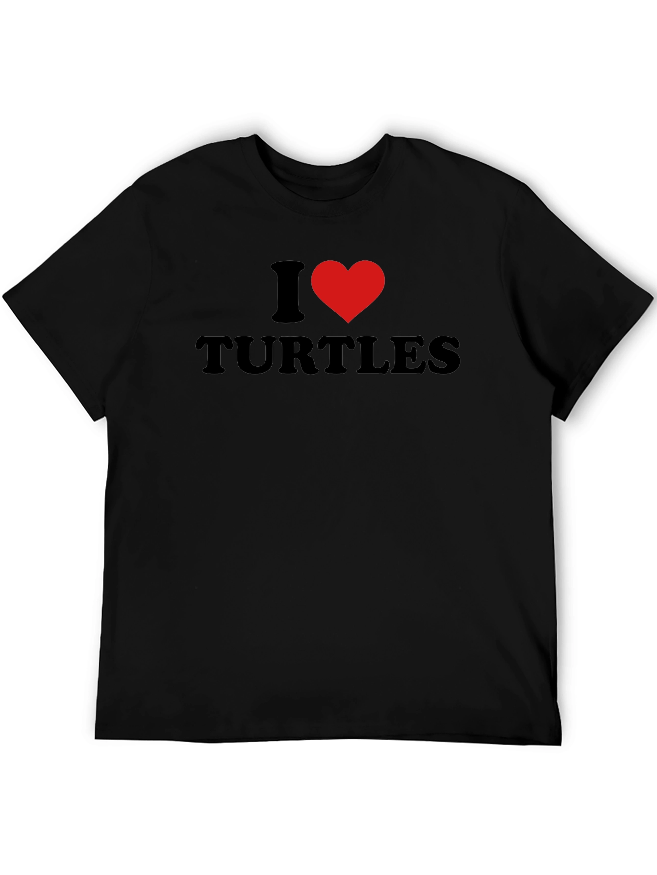 I Heart Turtles Black T-Shirt - Mens Crew Neck