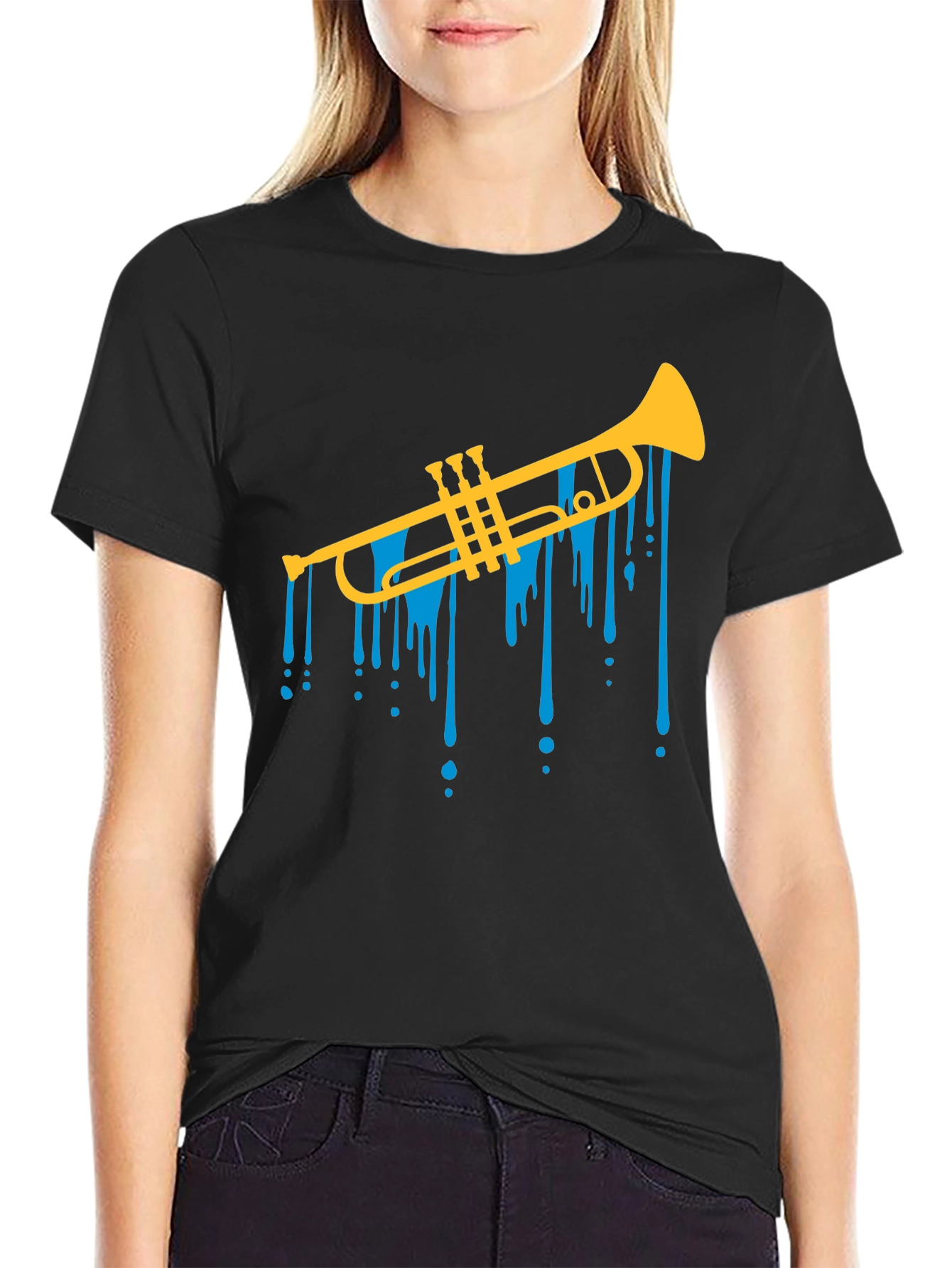 Trumpet Drip Graphic Tee - Cool Musical T-Shirt