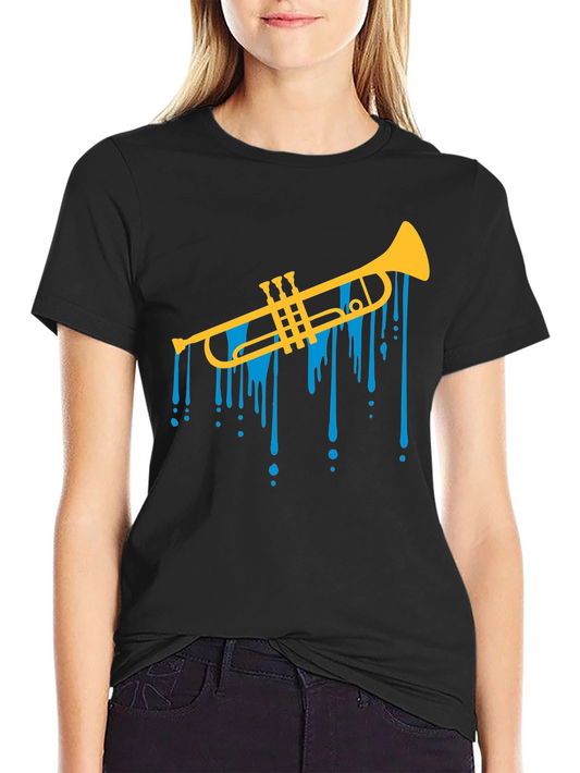 Trumpet Drip Graphic Tee - Cool Musical T-Shirt