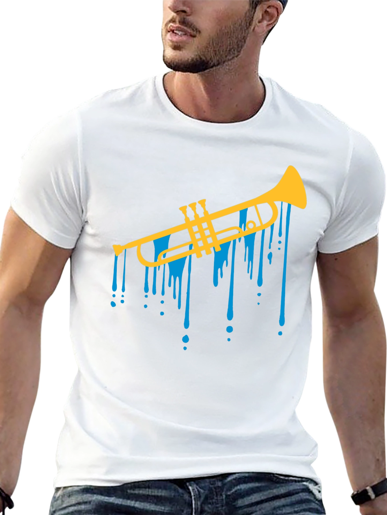 Trumpet Drip Graphic Tee - Cool Musical T-Shirt