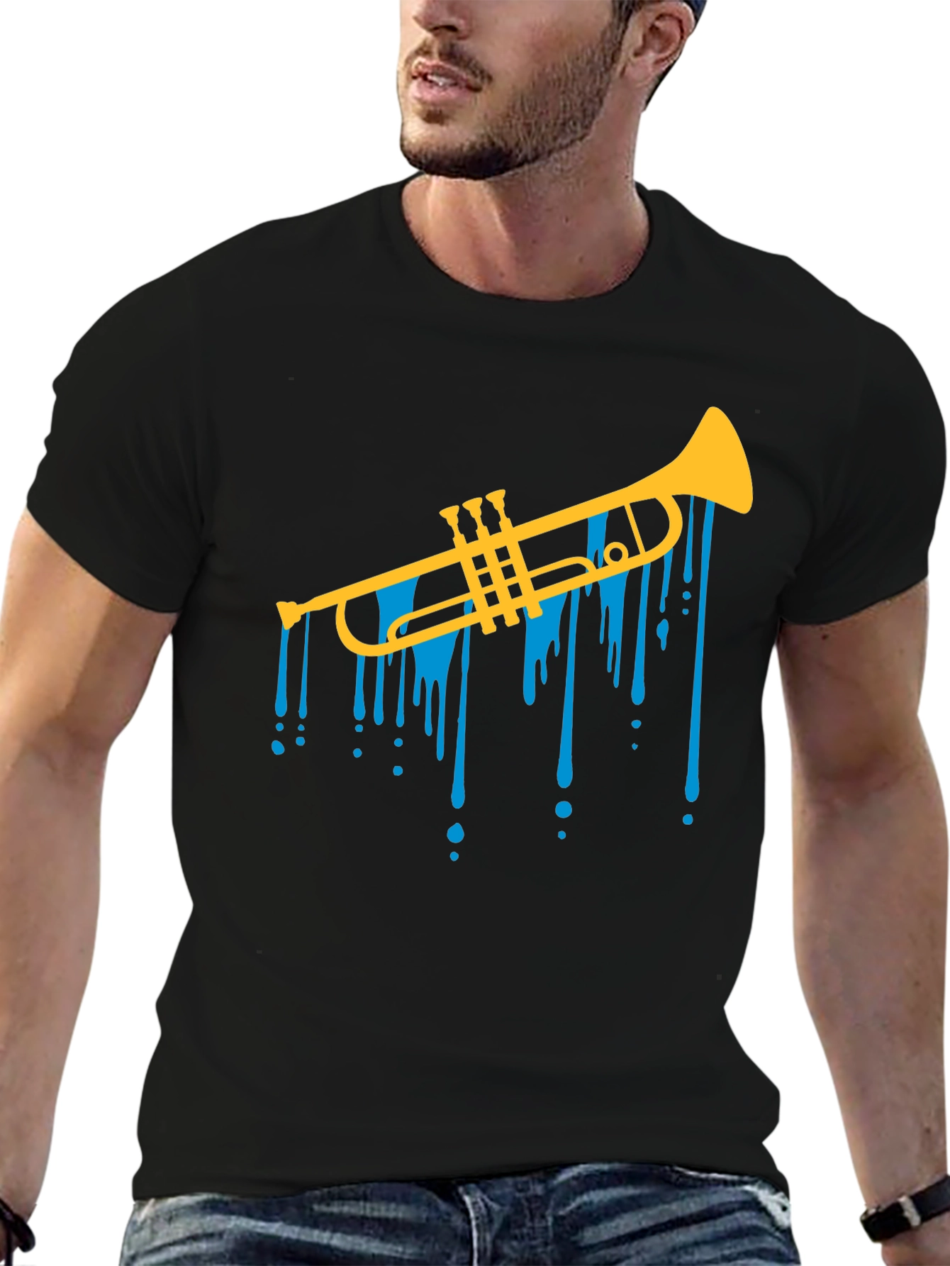 Trumpet Drip Graphic Tee - Cool Musical T-Shirt