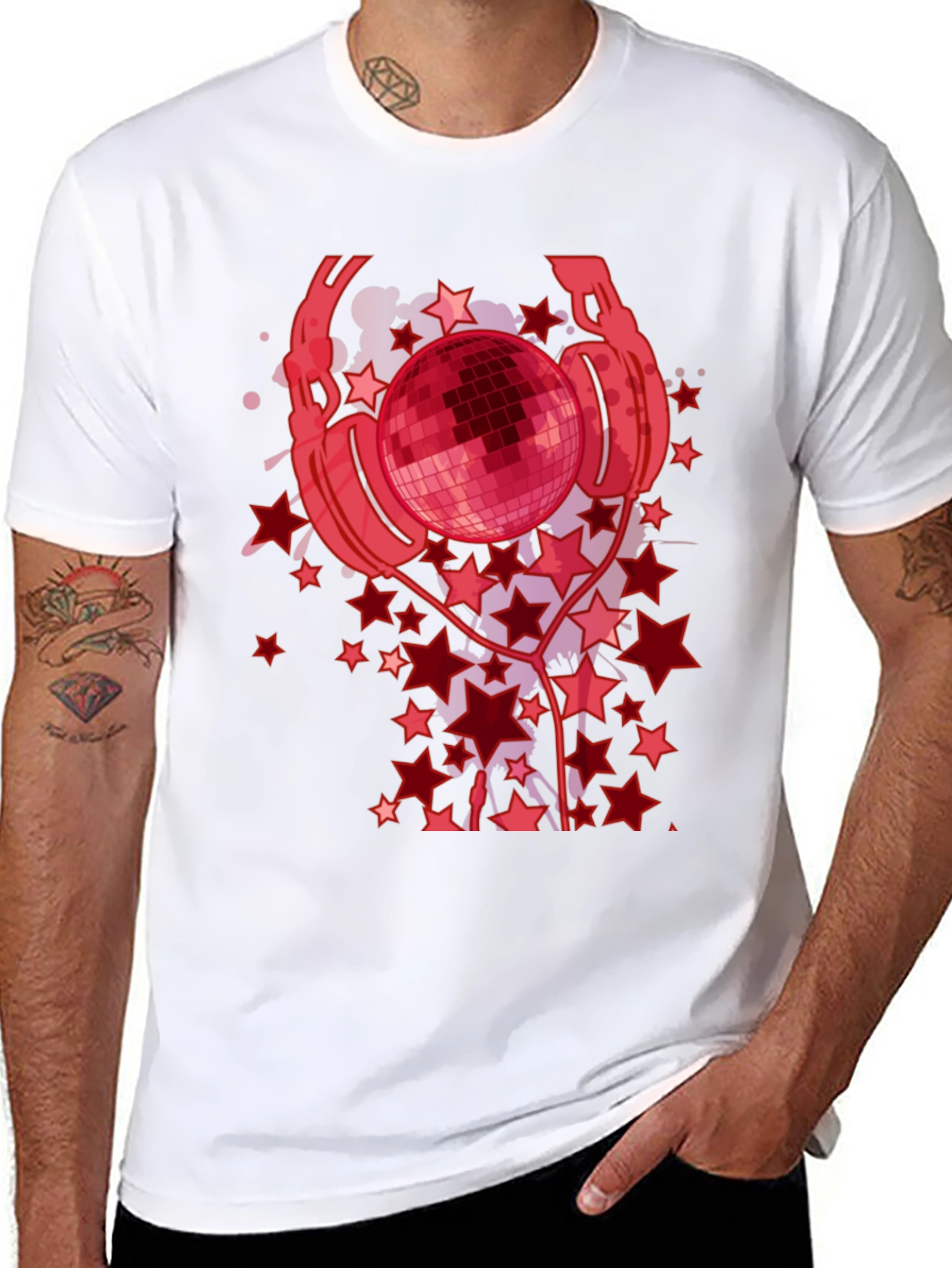 Disco Ball Headphones Graphic Tee - Black