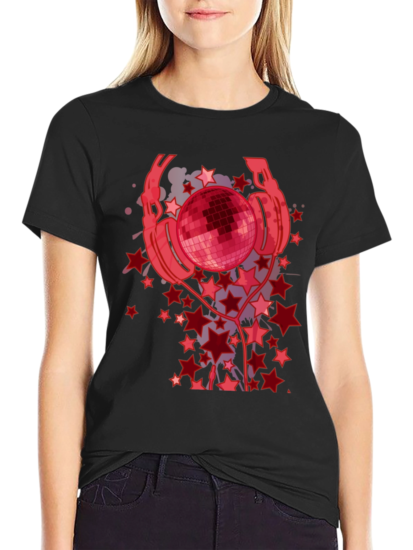 Disco Ball Headphones Graphic Tee - Black