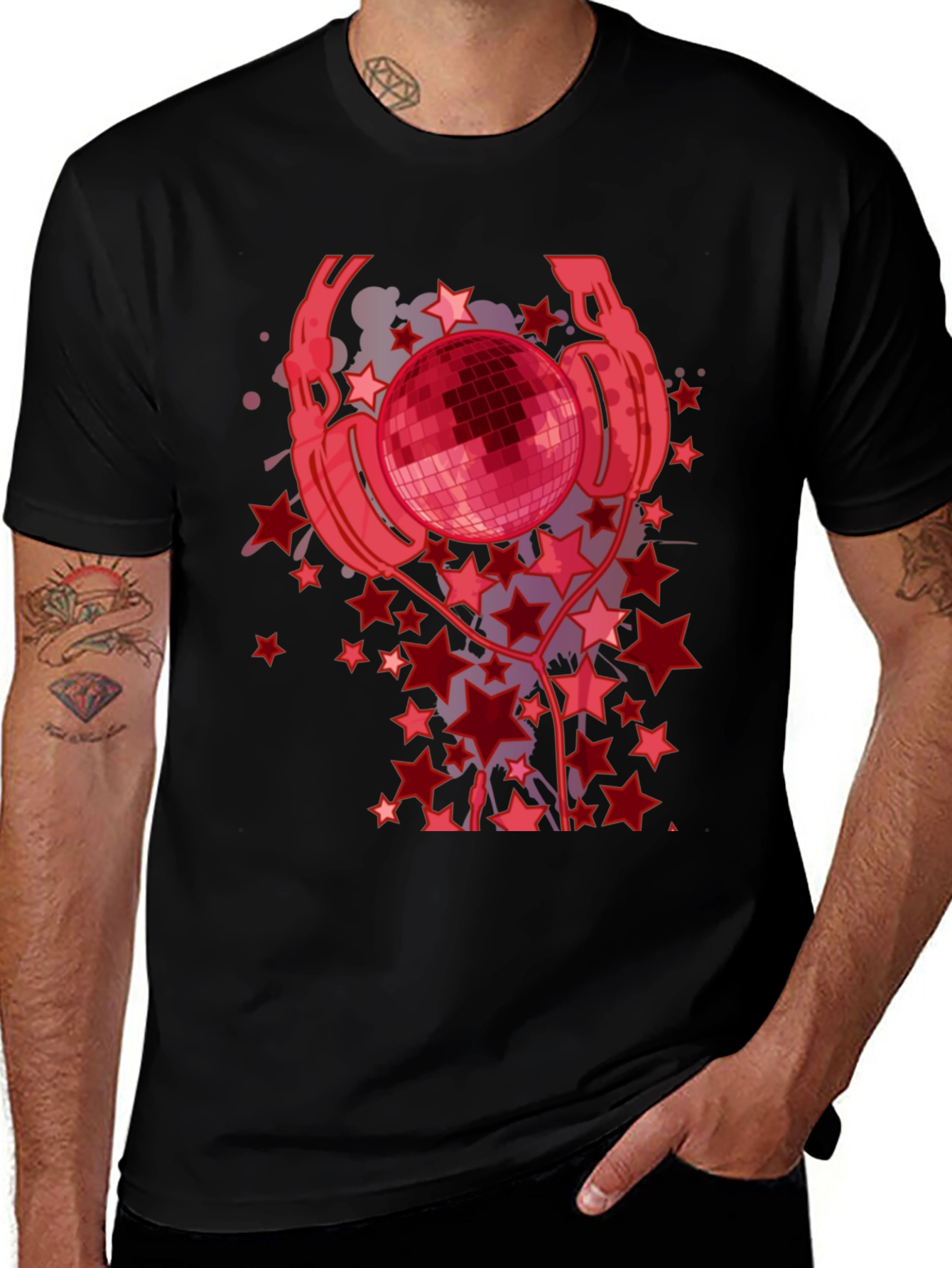 Disco Ball Headphones Graphic Tee - Black