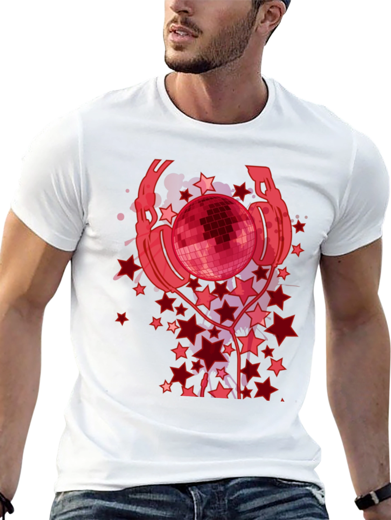 Disco Ball Headphones Graphic Tee - Black
