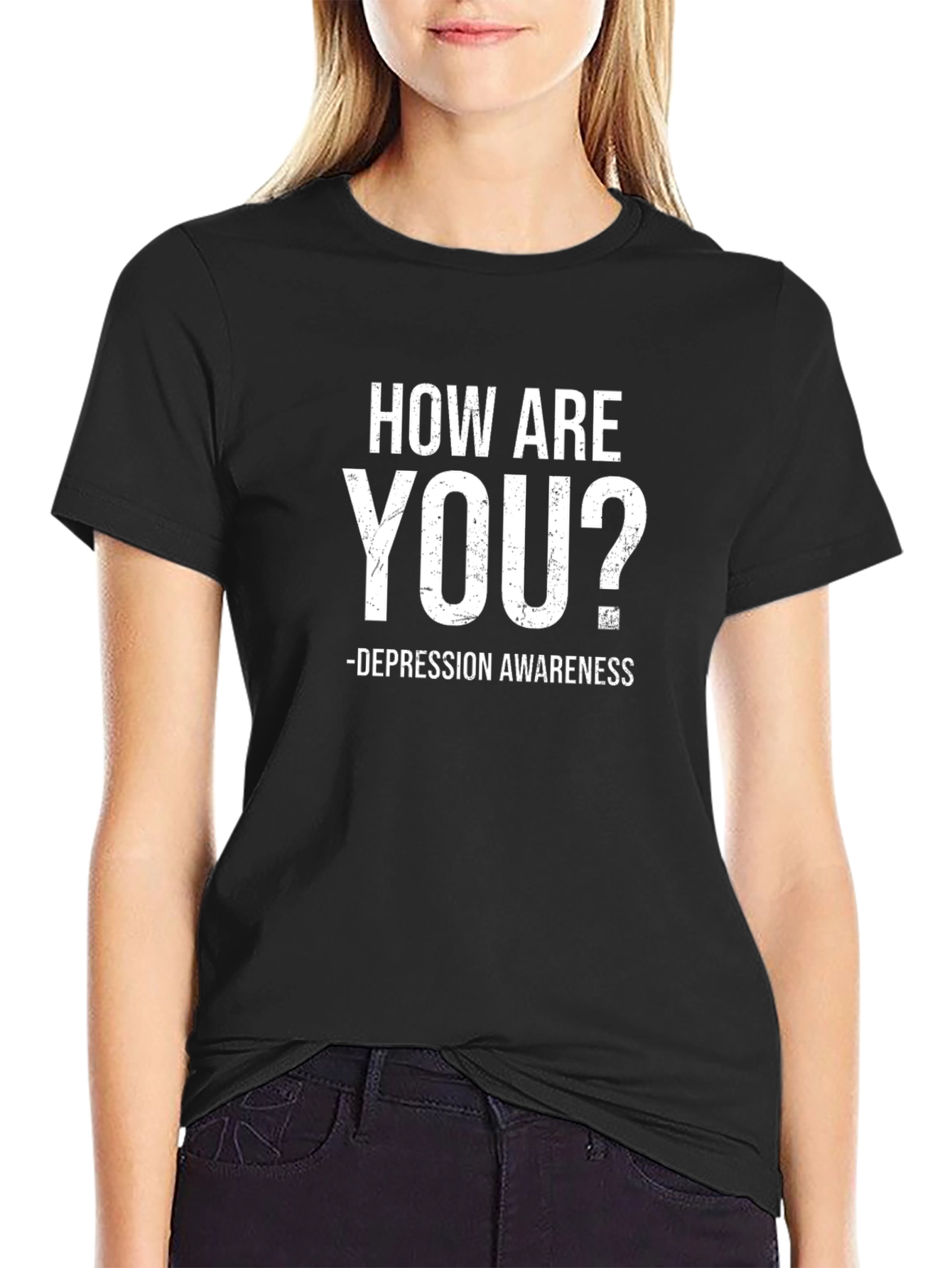 How Are You? Depression Awareness Black T-Shirt