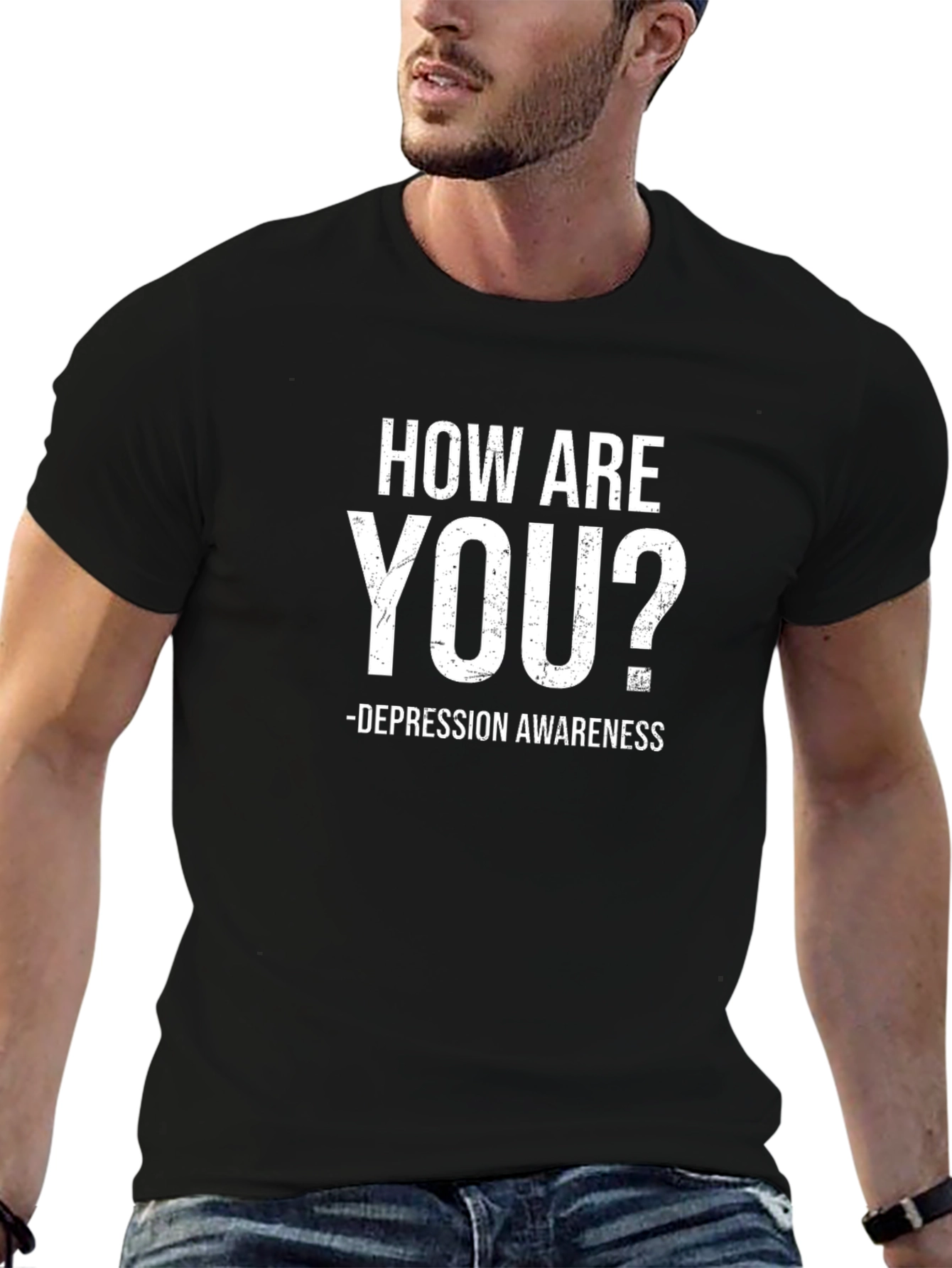 How Are You? Depression Awareness Black T-Shirt