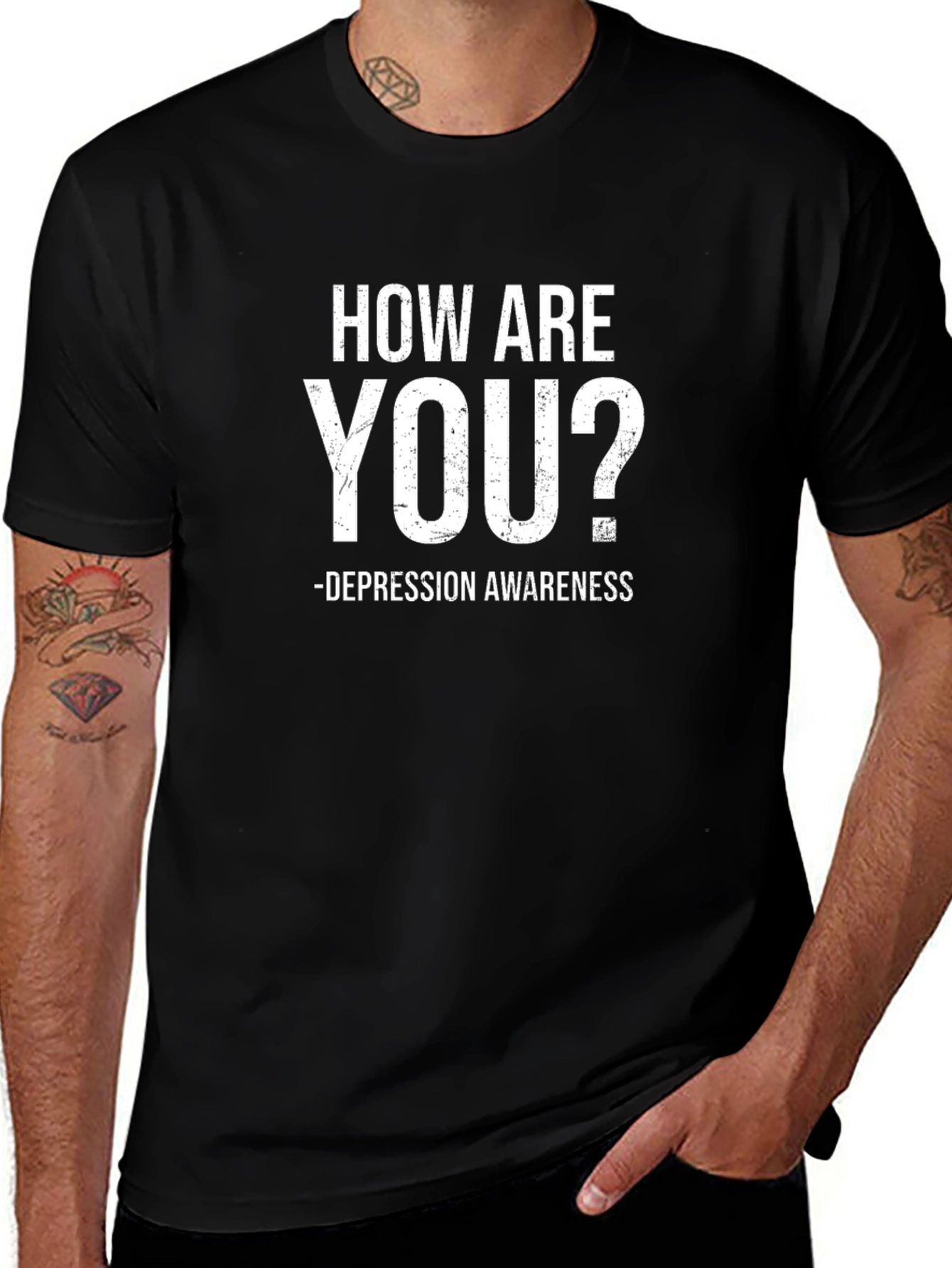 How Are You? Depression Awareness Black T-Shirt