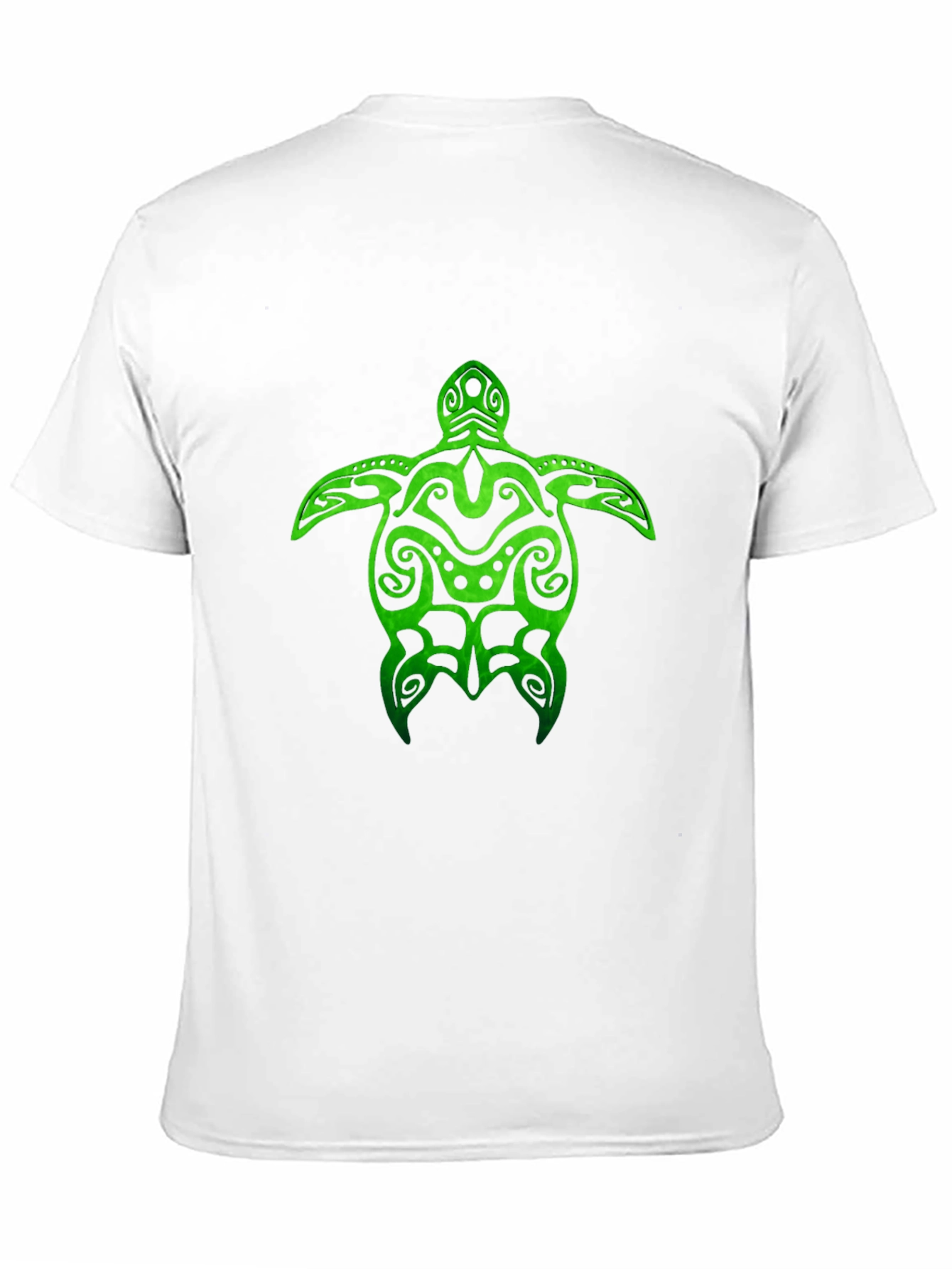 Green Turtle Tribal Design Black T-Shirt