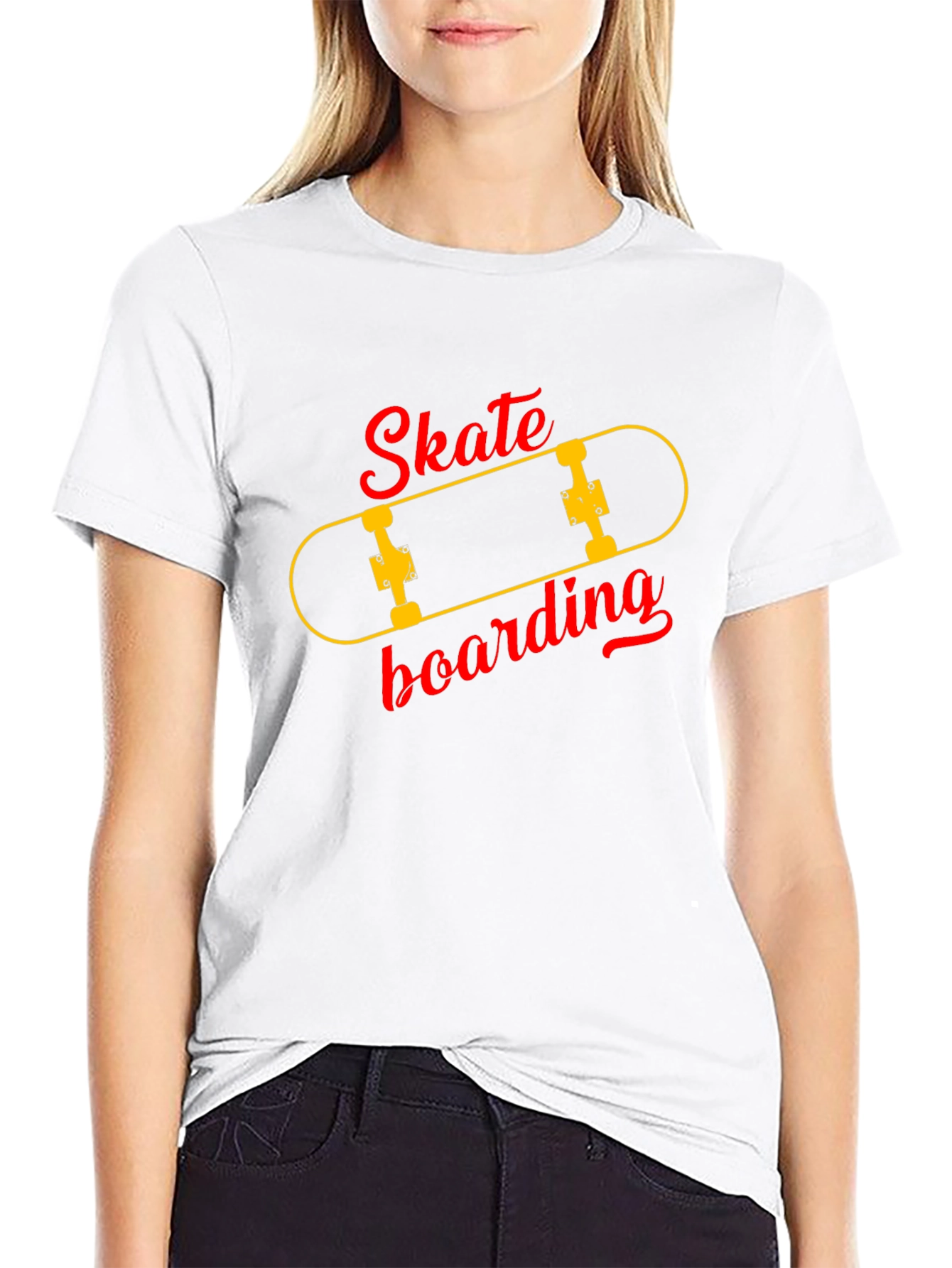 Skateboarding Graphic Tee - Black Cotton T-Shirt