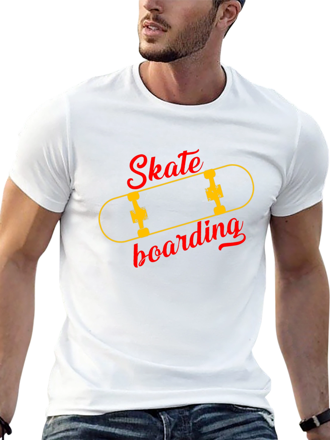 Skateboarding Graphic Tee - Black Cotton T-Shirt