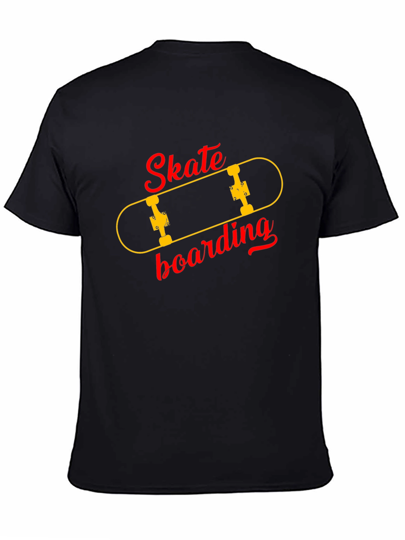 Skateboarding Graphic Tee - Black Cotton T-Shirt