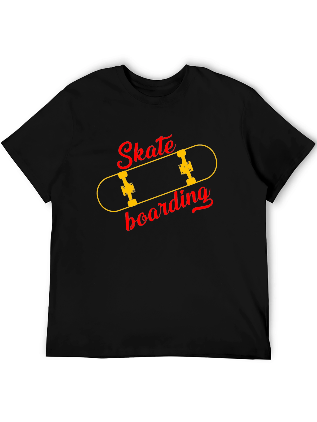Skateboarding Graphic Tee - Black Cotton T-Shirt