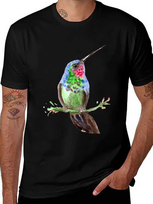 Hummingbird Graphic Tee - Watercolor Bird Shirt