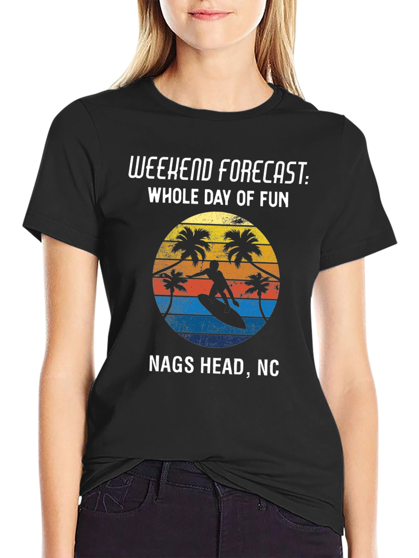 Nags Head NC Surfing T-Shirt: Weekend Forecast Fun