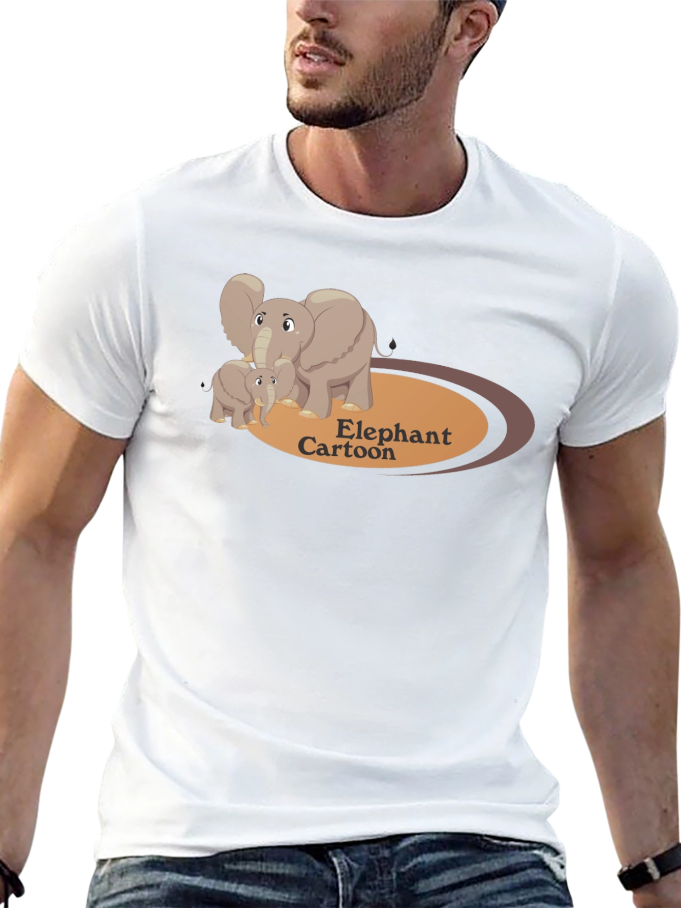 Elephant Cartoon Black T-Shirt