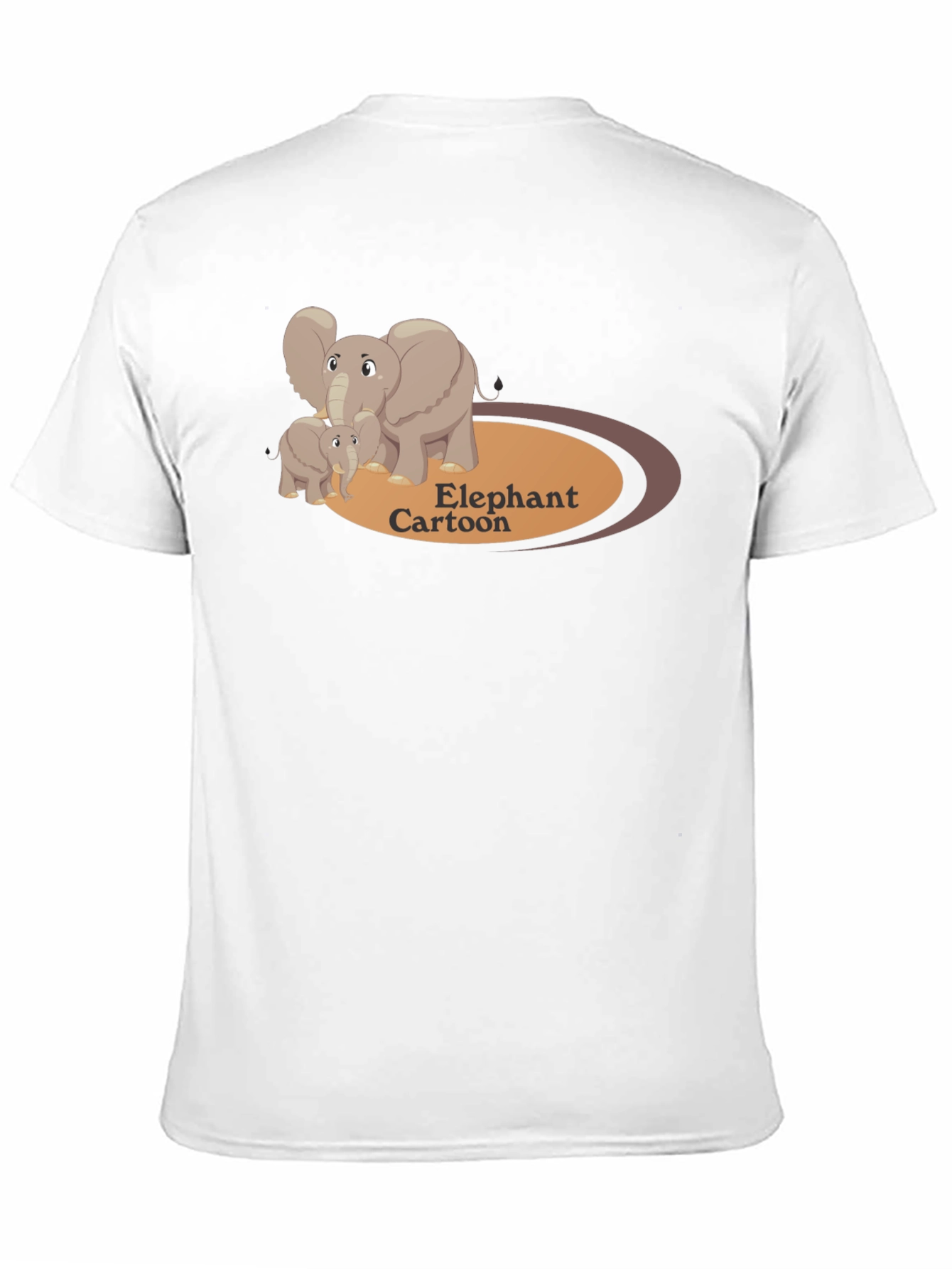 Elephant Cartoon Black T-Shirt