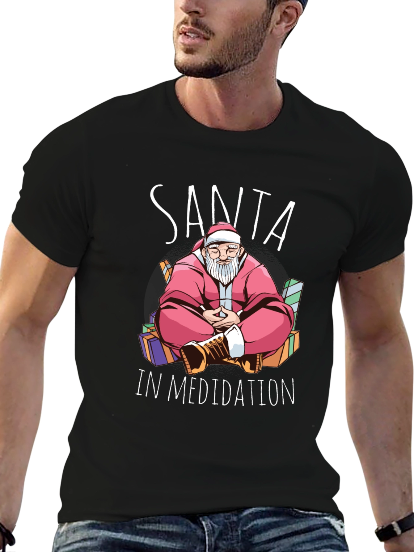 Santa in Meditation Graphic Tee - Holiday Zen