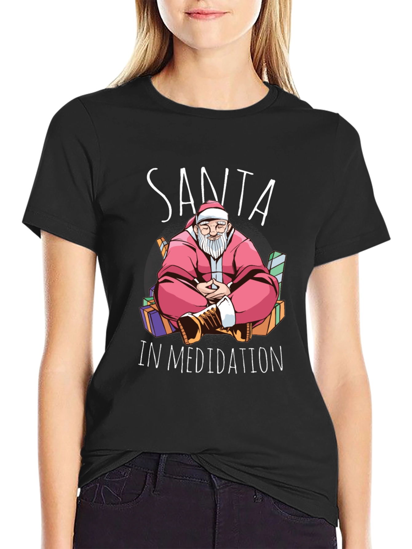Santa in Meditation Graphic Tee - Holiday Zen