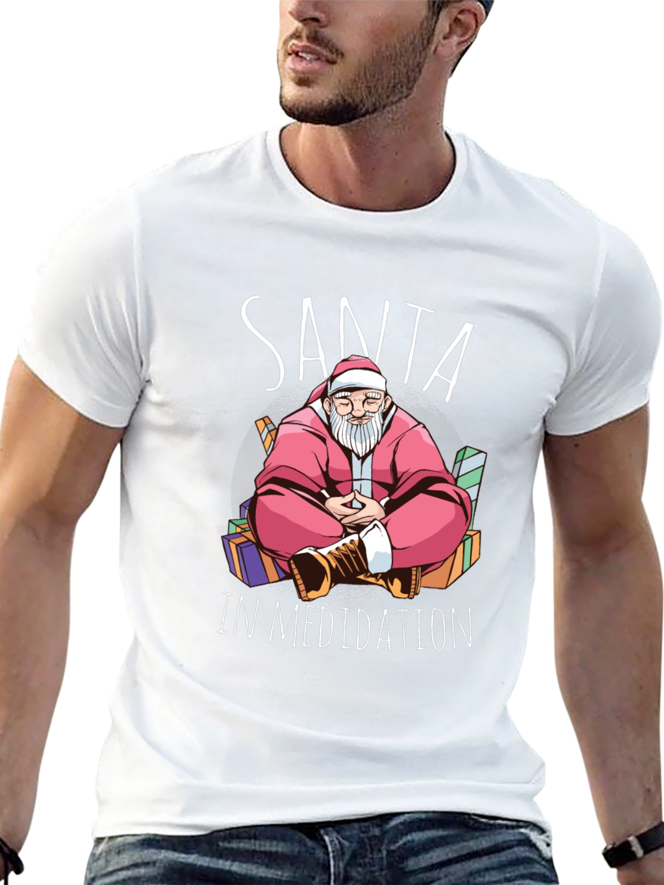 Santa in Meditation Graphic Tee - Holiday Zen