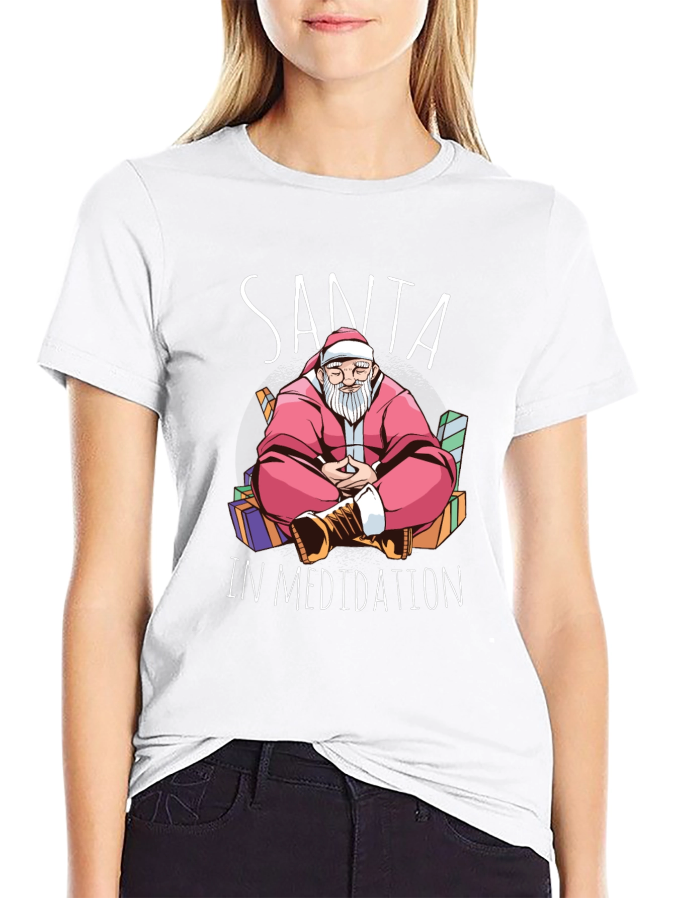 Santa in Meditation Graphic Tee - Holiday Zen