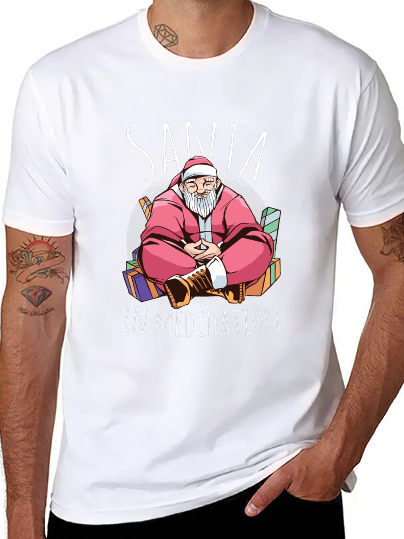 Santa in Meditation Graphic Tee - Holiday Zen