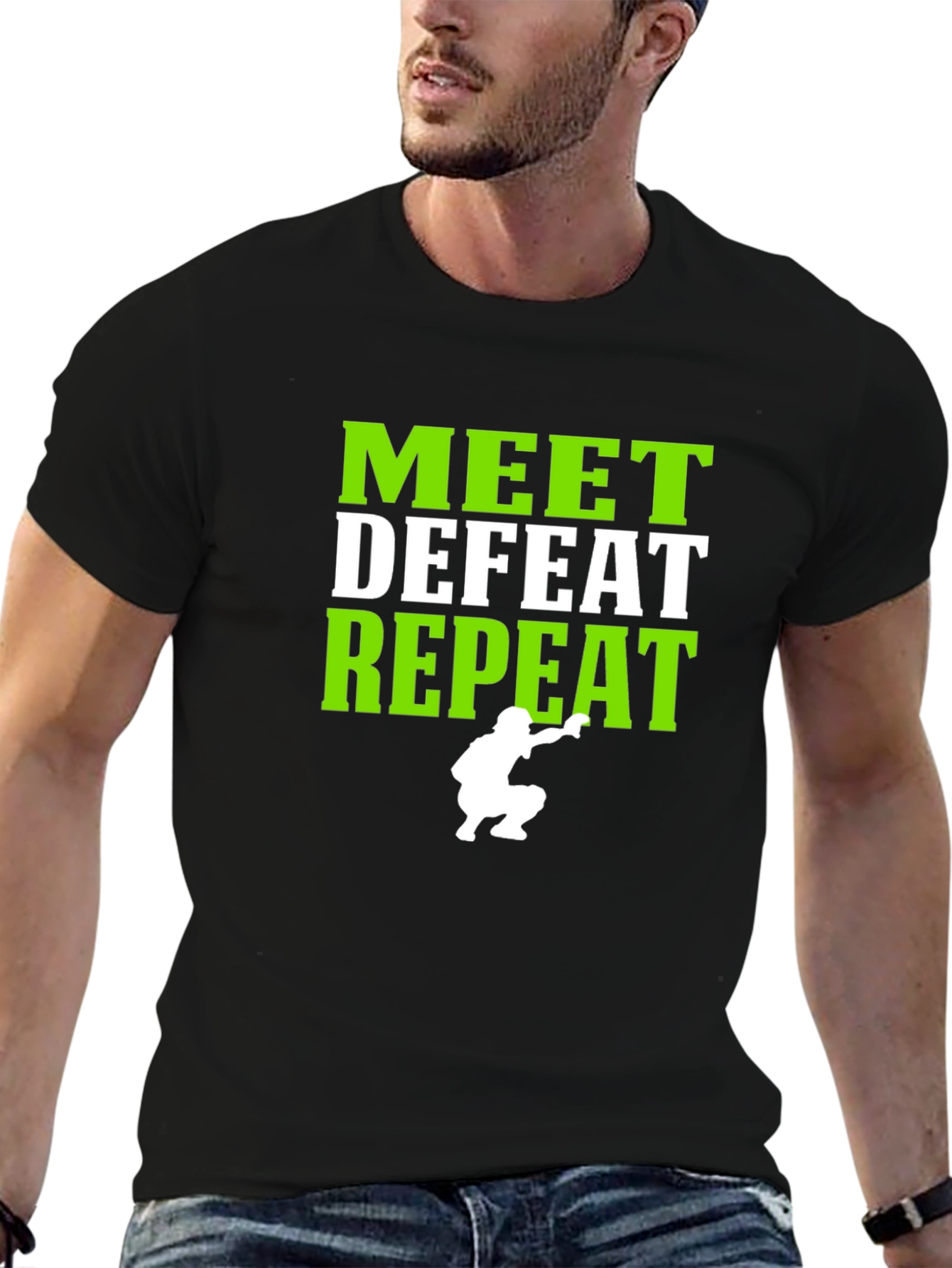 Meet Defeat Repeat Graphic T-Shirt