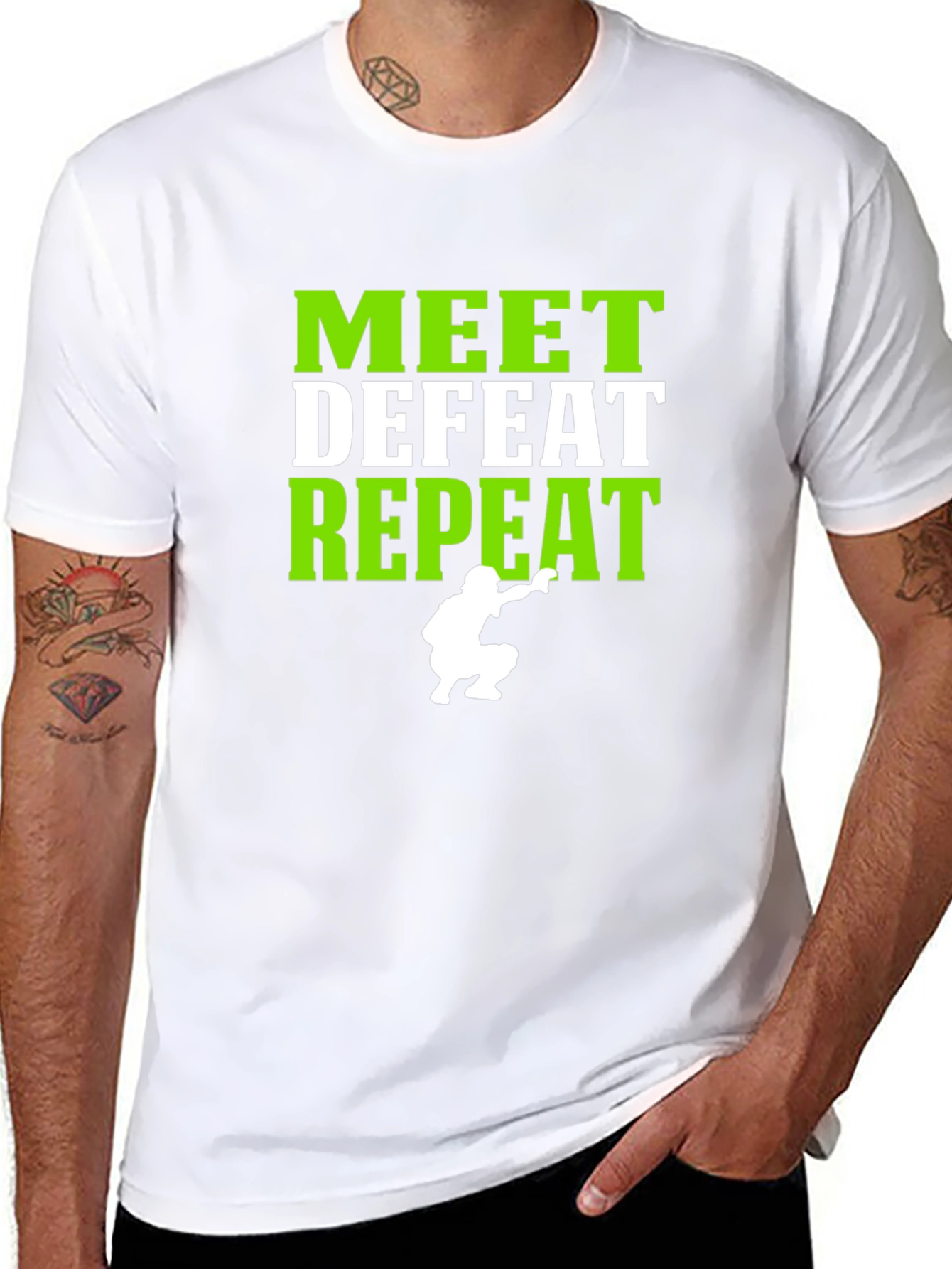 Meet Defeat Repeat Graphic T-Shirt