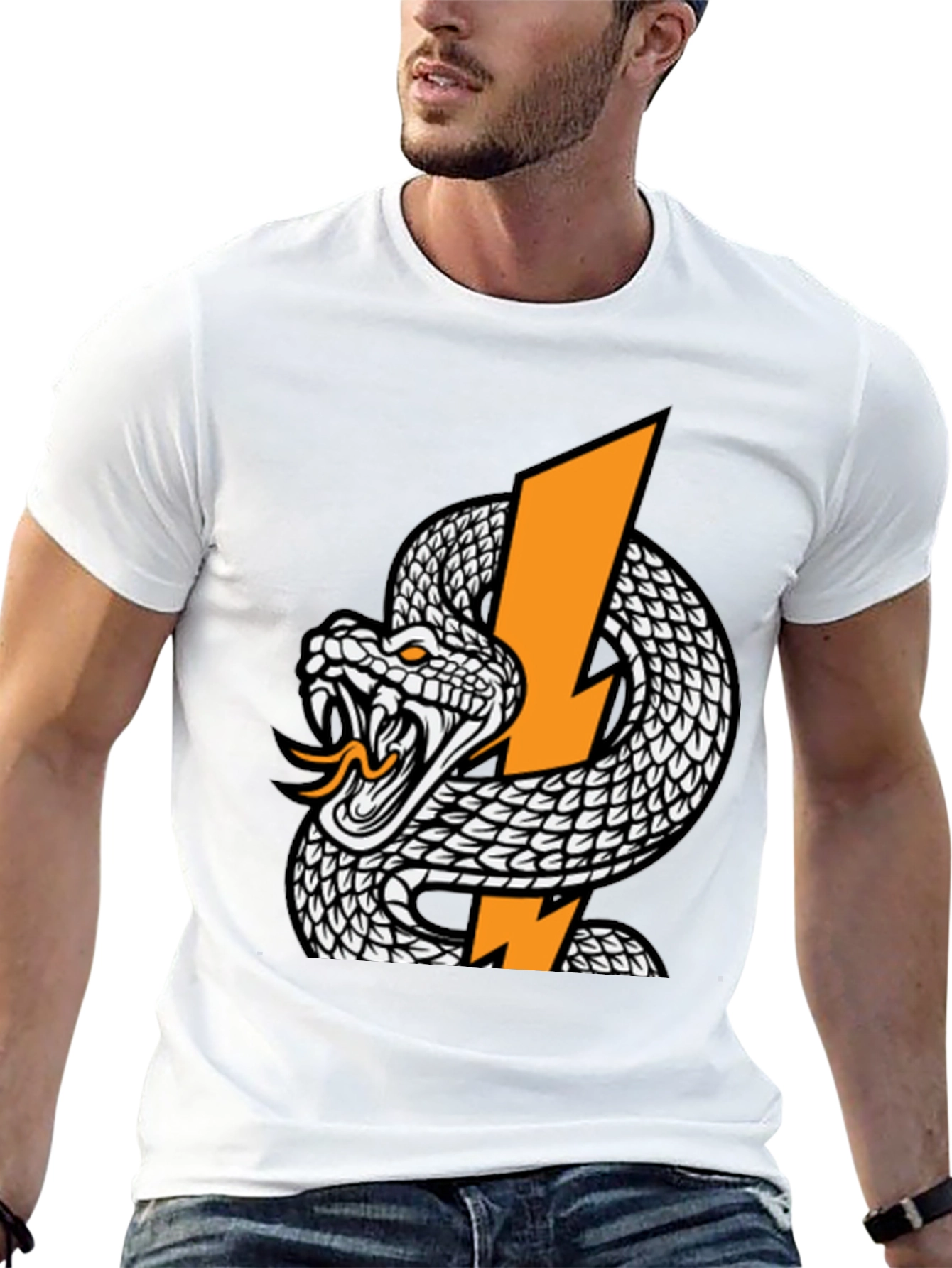 Snake and Lightning Bolt Graphic T-Shirt