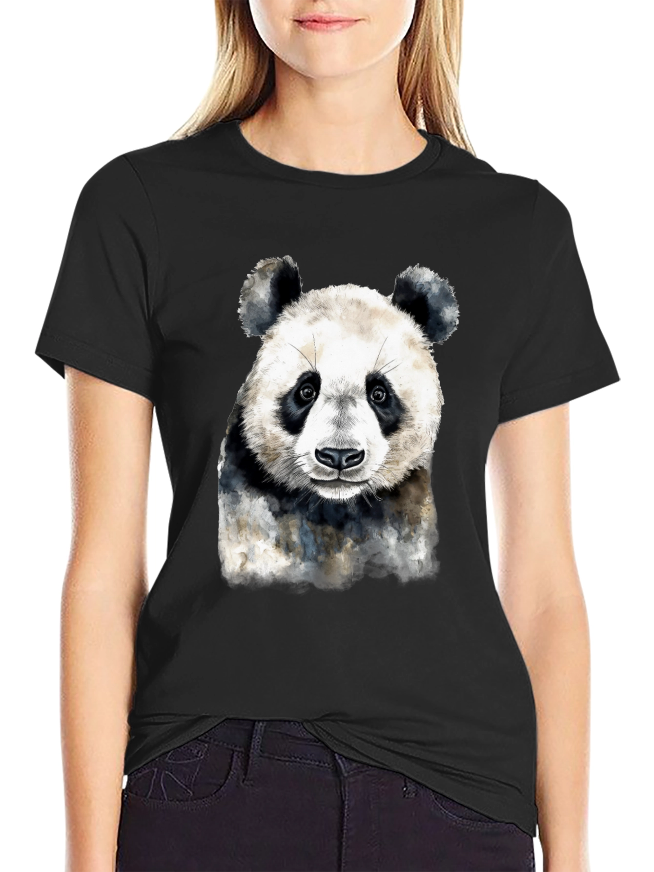 Panda Graphic Tee - Soft Black Cotton T-Shirt